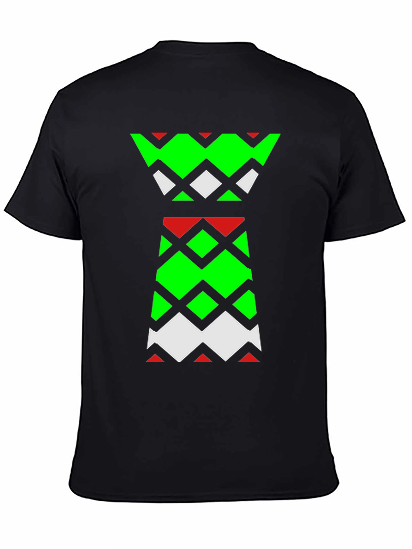 Black Geometric Pattern Tee - Modern Statement Shirt view 4
