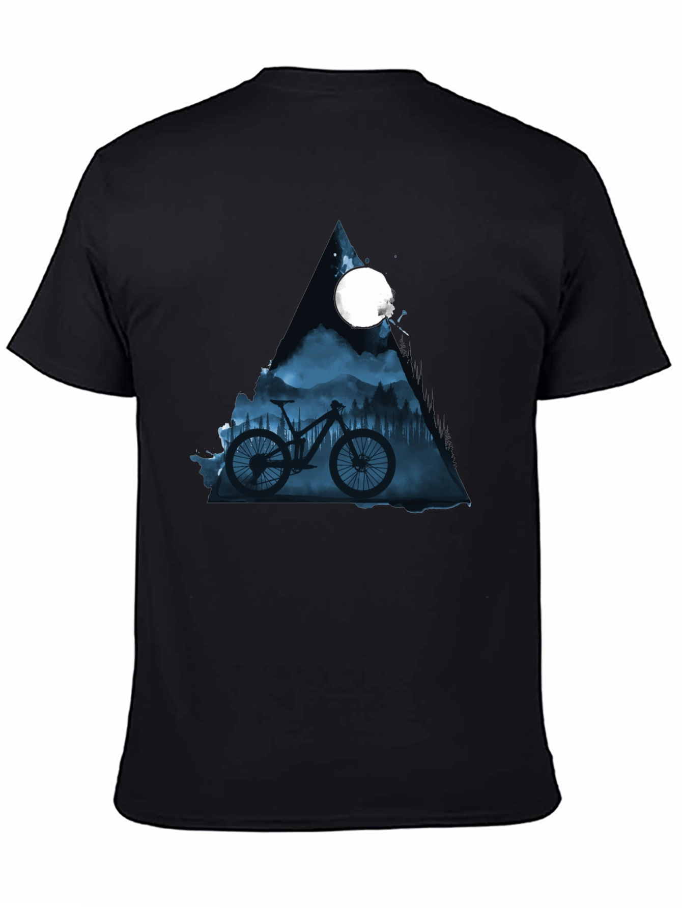 Black Mountain Bike Moon Graphic Tee - Stylish Black T-Shirt view 4