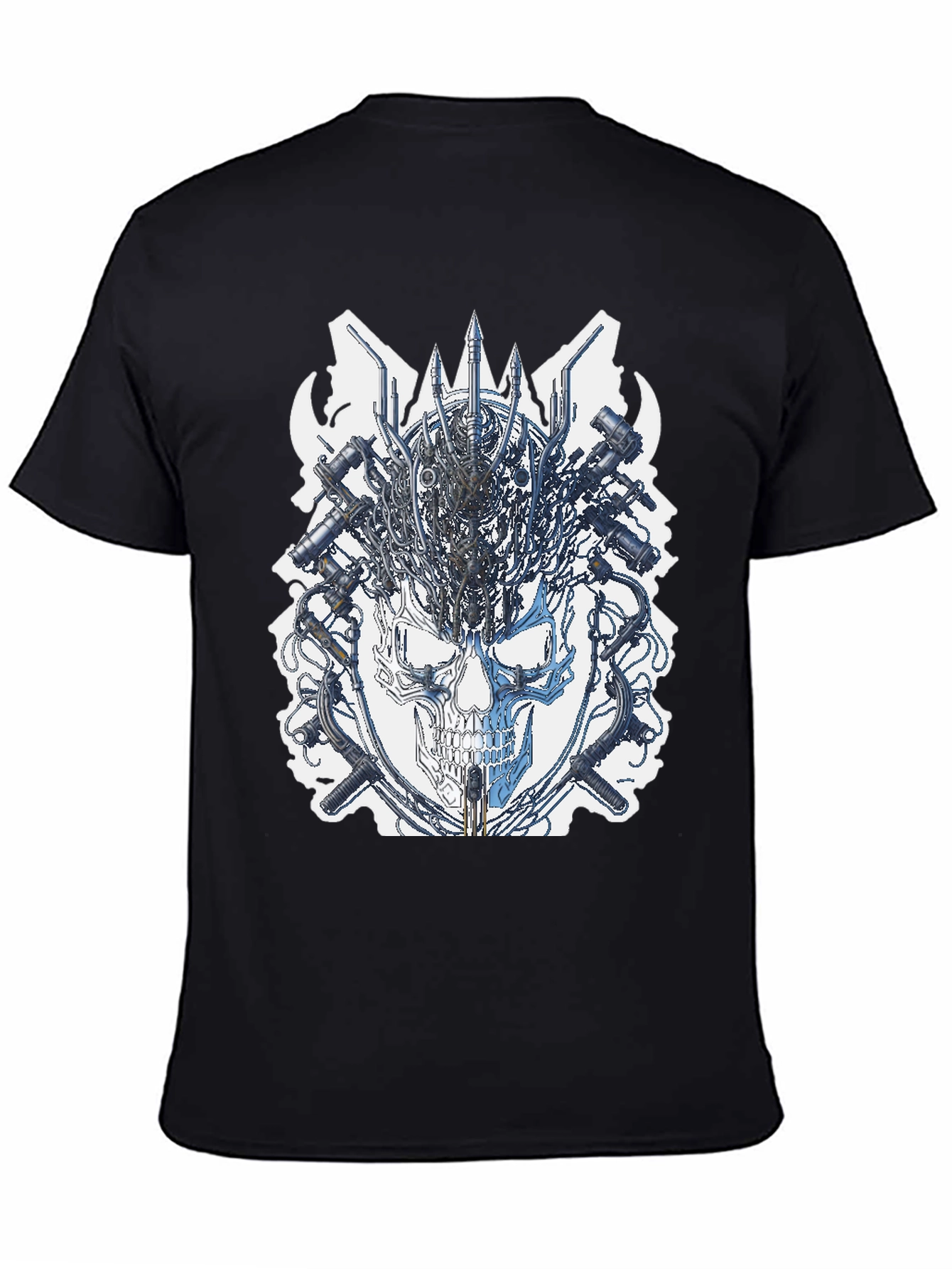Black Cyber Skull T-Shirt - Edgy Graphic Tee view 4