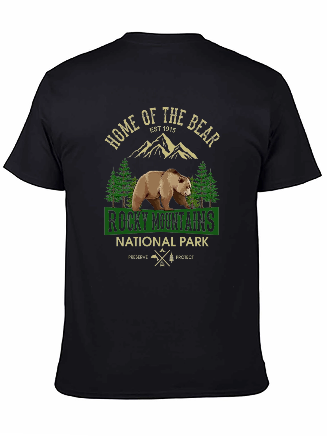 Black Rocky Mountains National Park Bear Graphic T-Shirt view 4