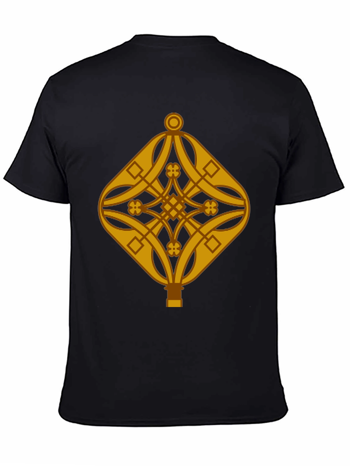 Black Geometric Graphic Tee - Black Cotton T-Shirt view 4