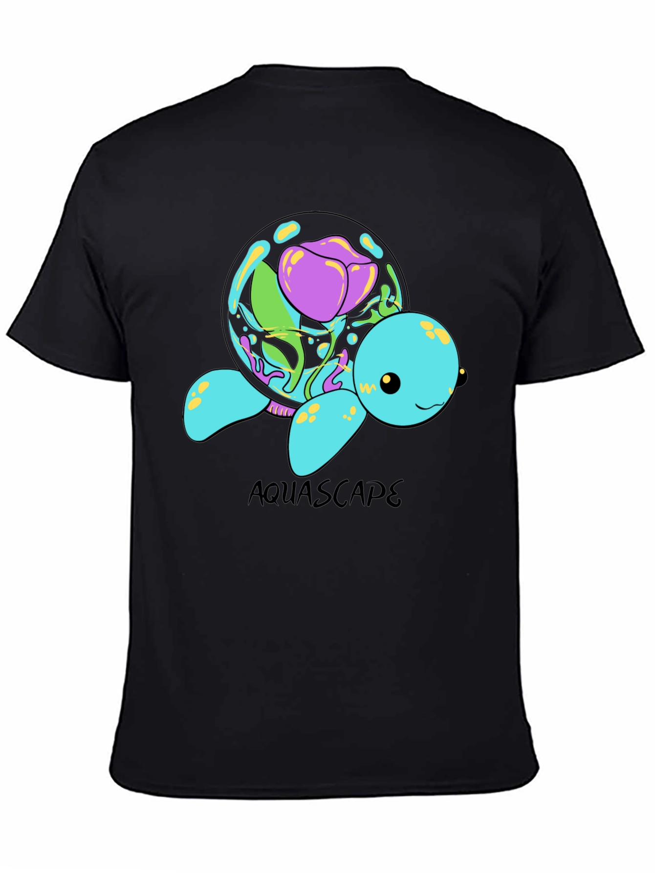 Black Aquascape Turtle Graphic T-Shirt view 4