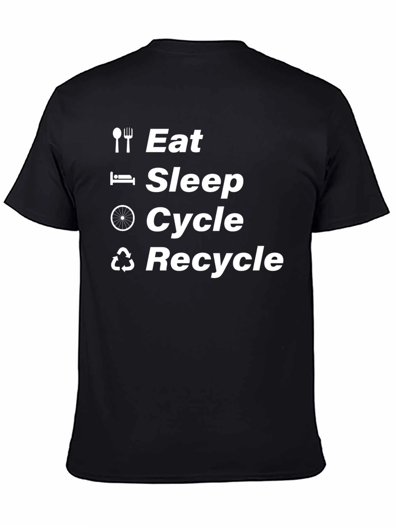 Black Eat Sleep Cycle Recycle T-Shirt view 4