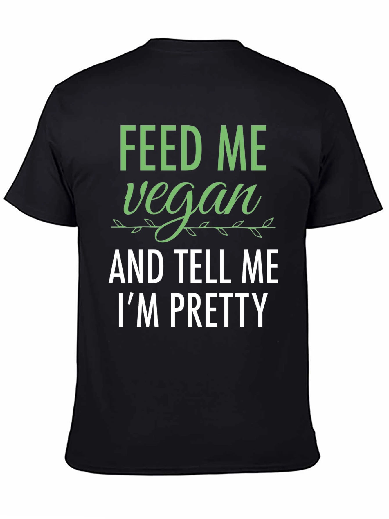 Black Feed Me Vegan Funny Graphic T-Shirt view 4