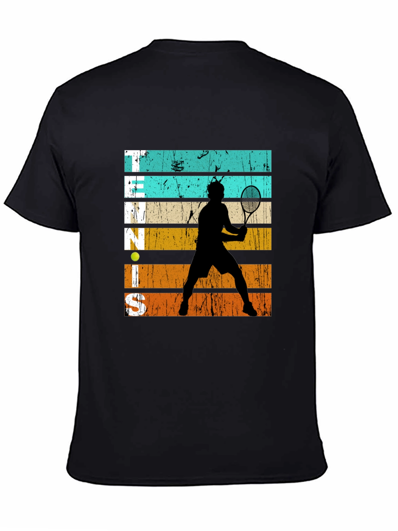 Black Retro Tennis Player Graphic T-Shirt view 4