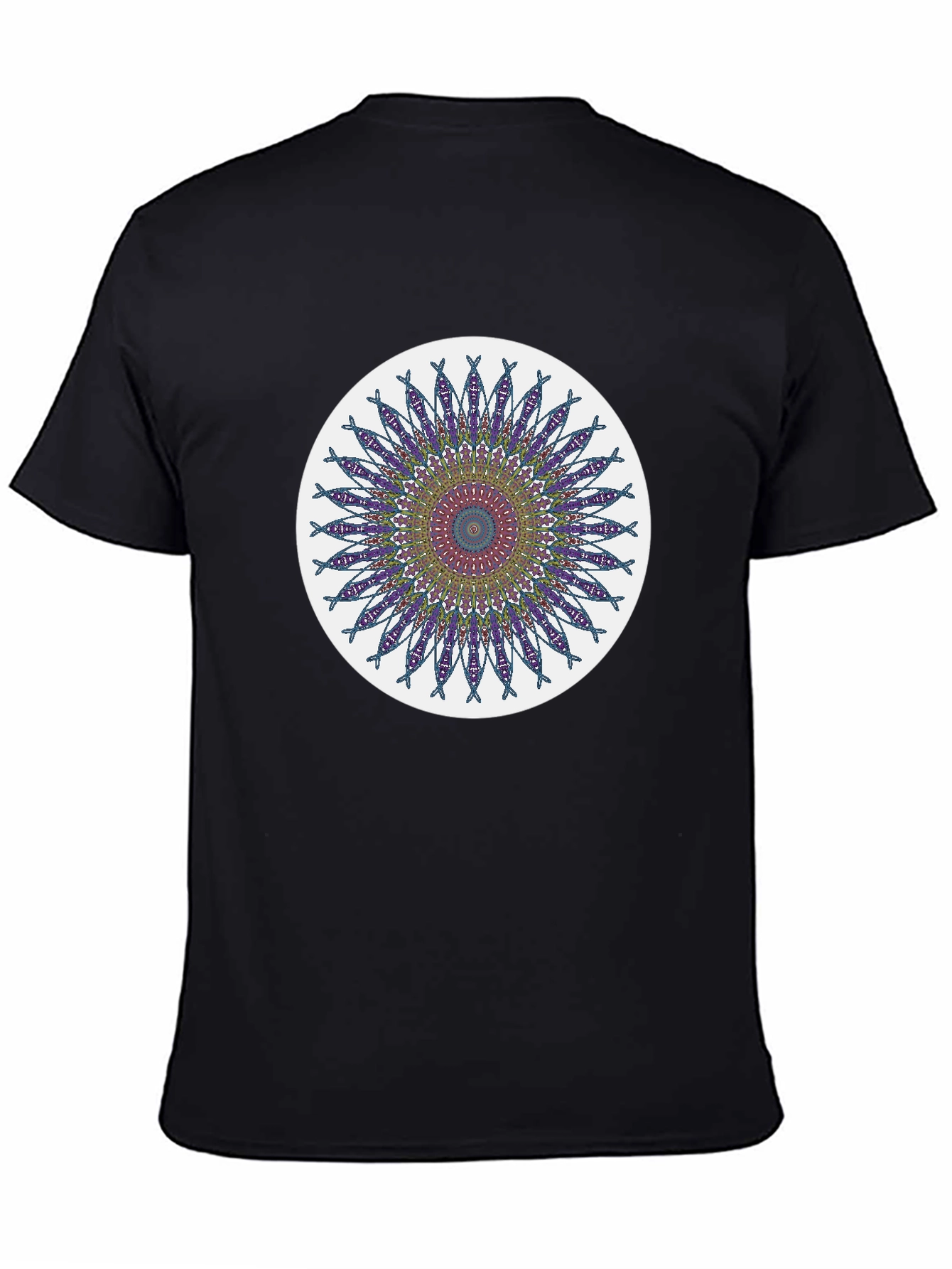 Black Mandala Design Black T-Shirt view 4