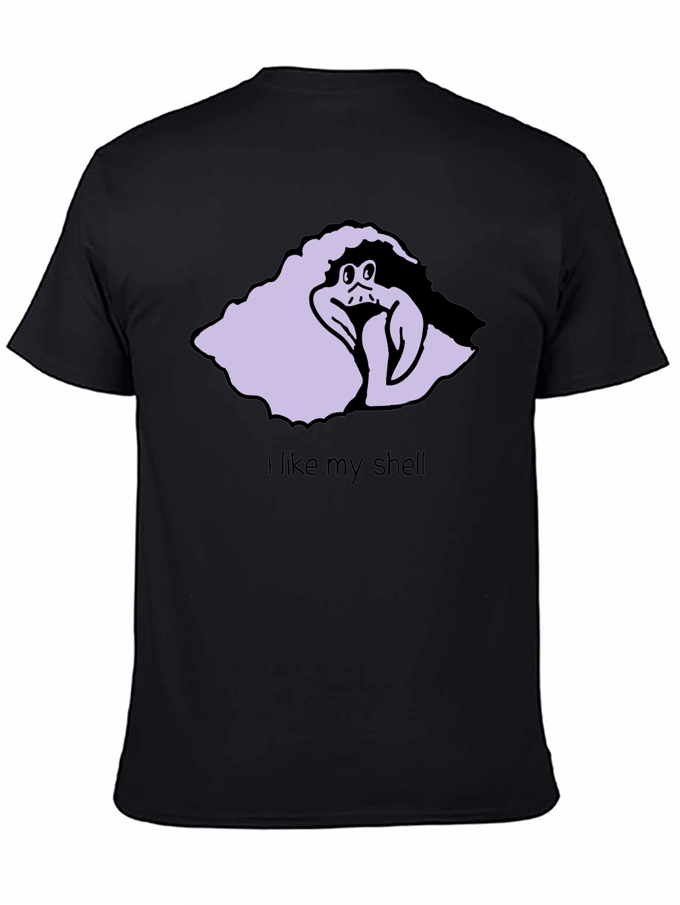 Black Funny Cartoon Hermit Crab T-Shirt - I Like My Shell view 4