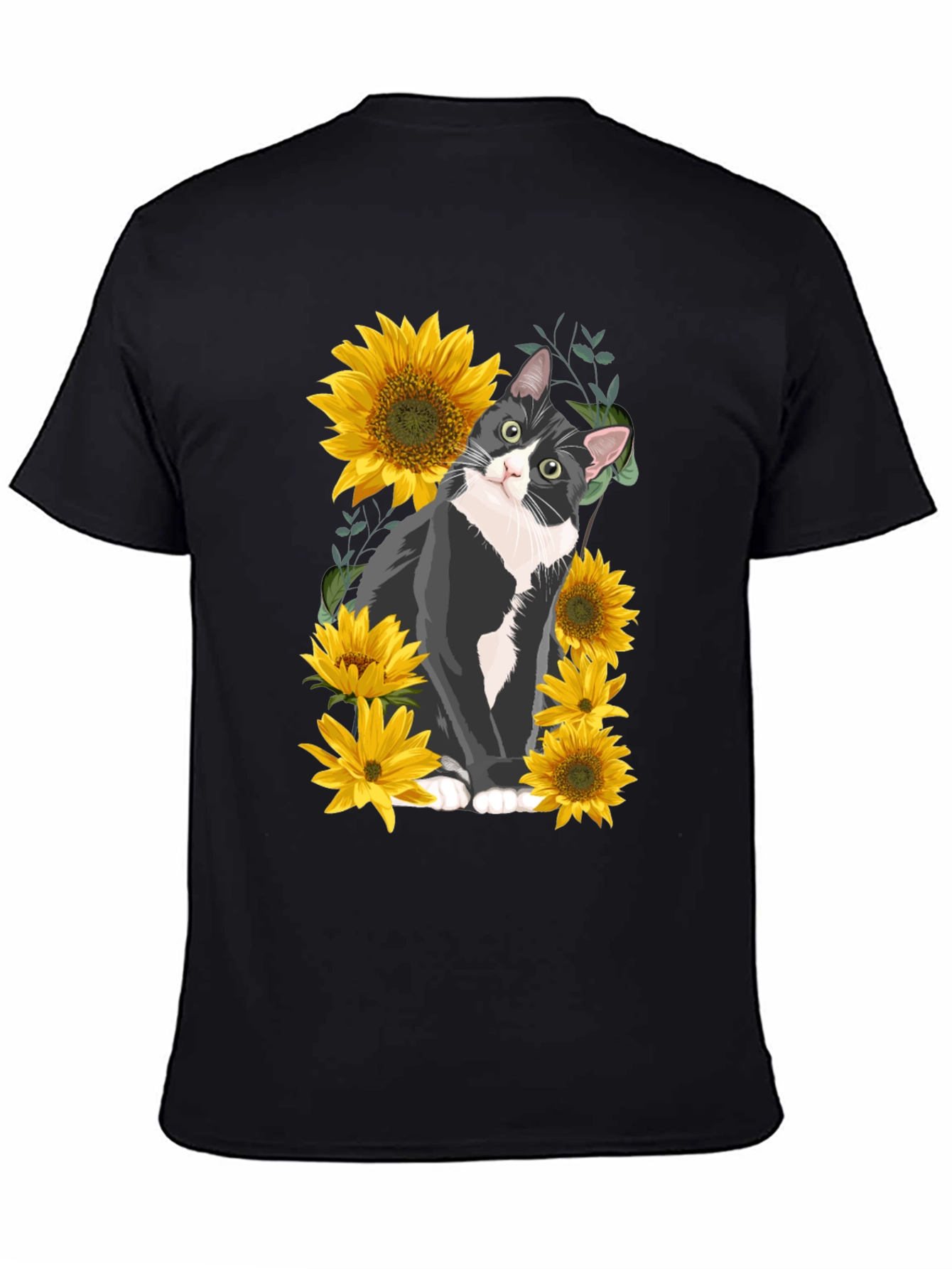 Black Cat and Sunflower Graphic Tee view 4