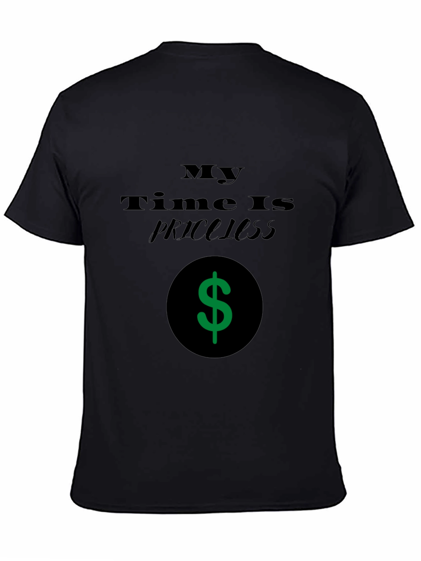 Black Priceless Time Black Graphic T-Shirt view 4