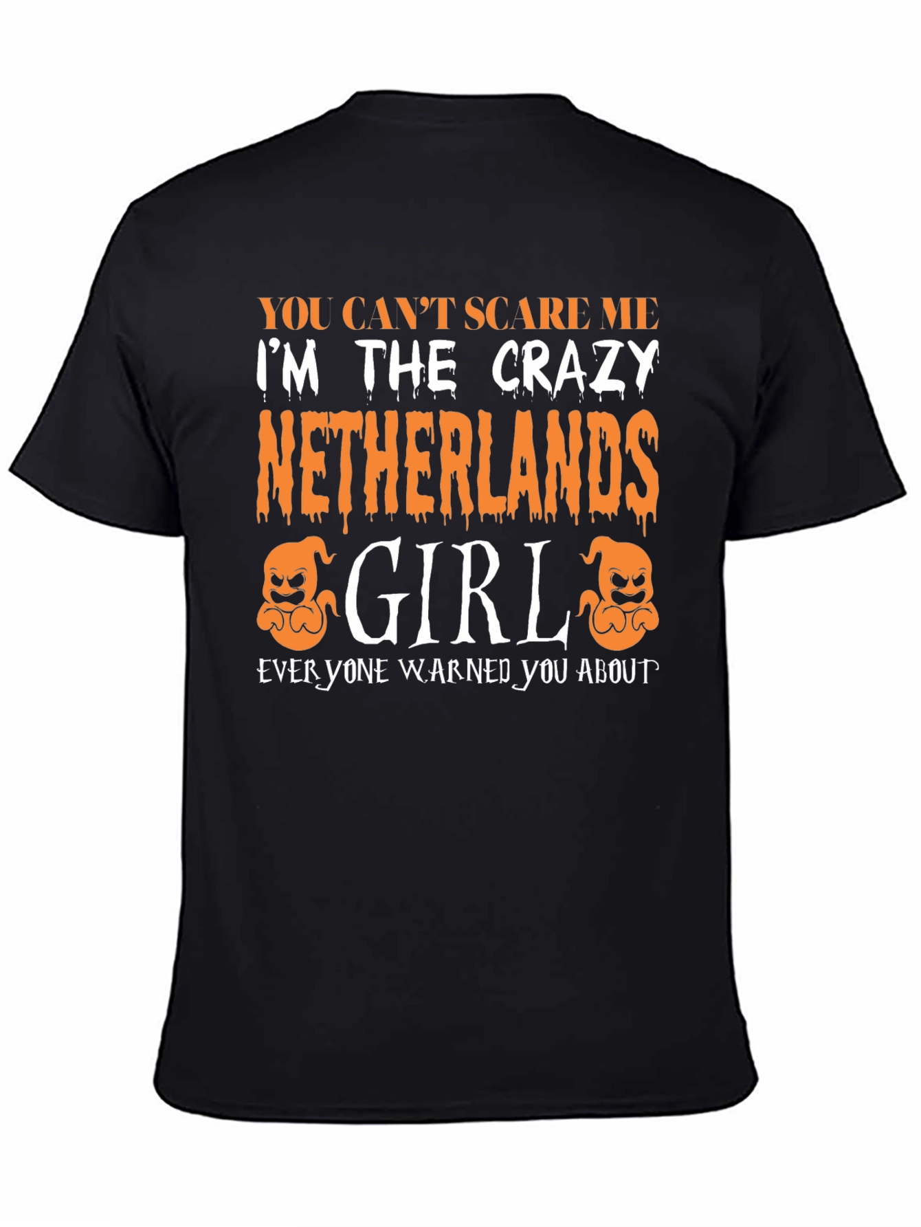 Black Crazy Netherlands Girl Halloween T-Shirt view 4
