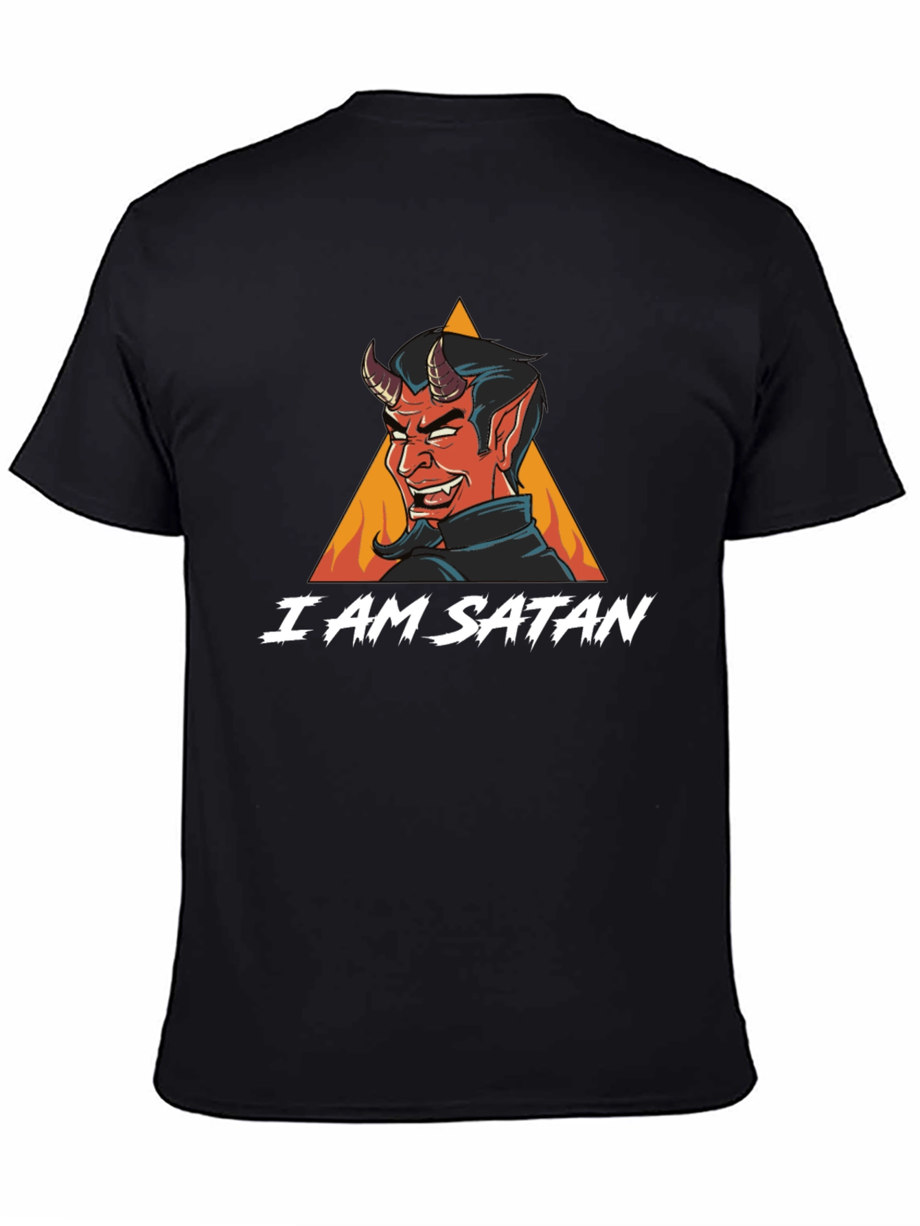 Black I Am Satan Graphic T-Shirt - Cool Devil Design view 4