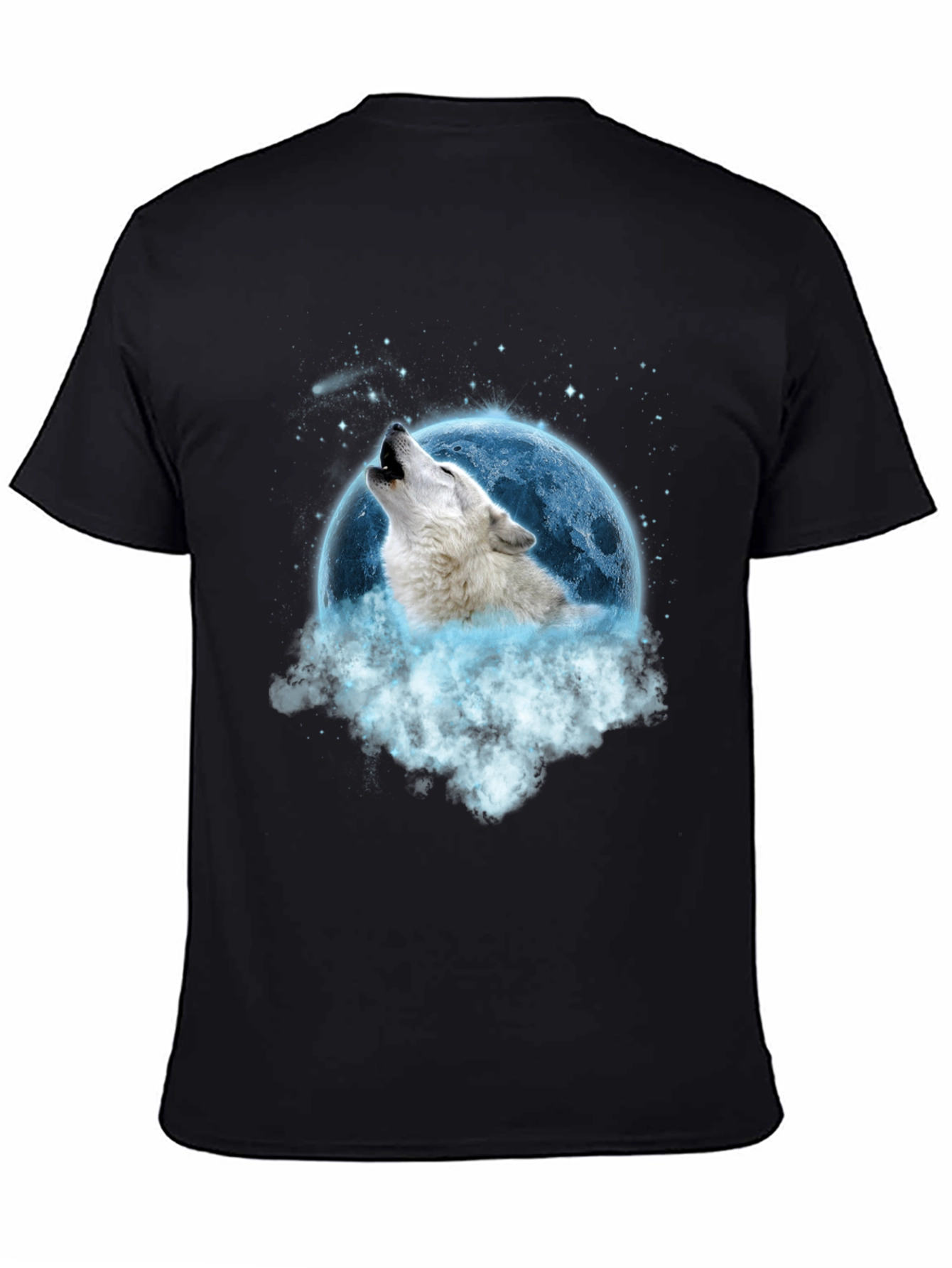 Black Wolf Howling at Moon Graphic Tee view 4