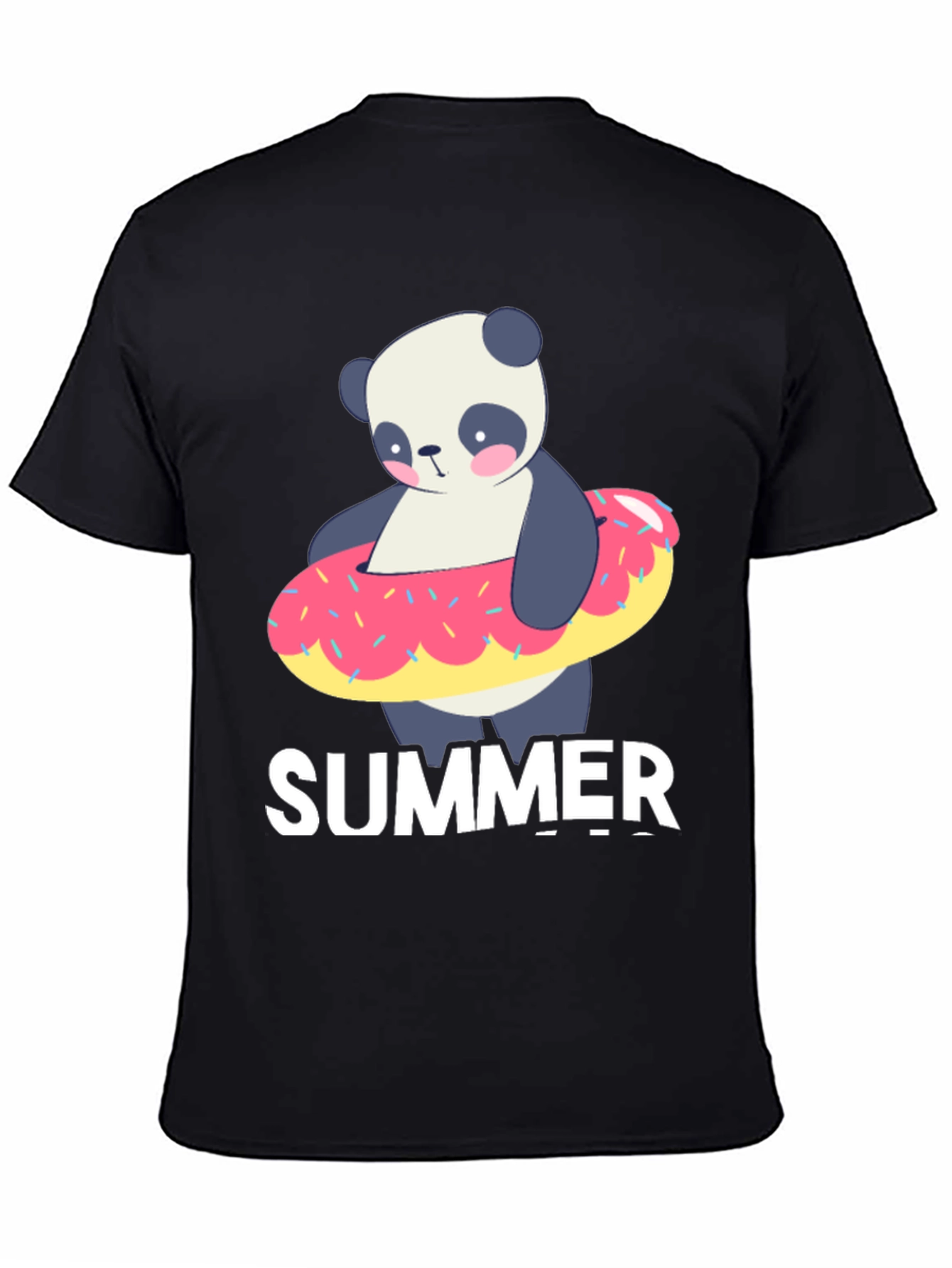 Black Summer Panda Doughnut T-Shirt view 4