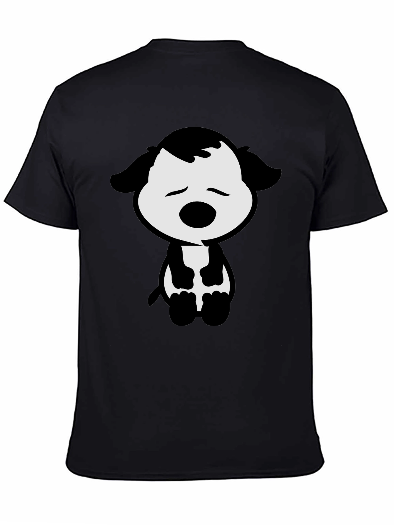 Black Cute Cartoon Dog Graphic Tee - Black T-Shirt view 4