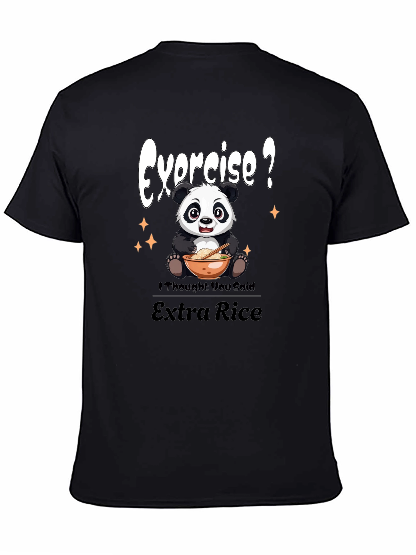 Black Exercise? Panda Extra Rice Graphic Tee view 4