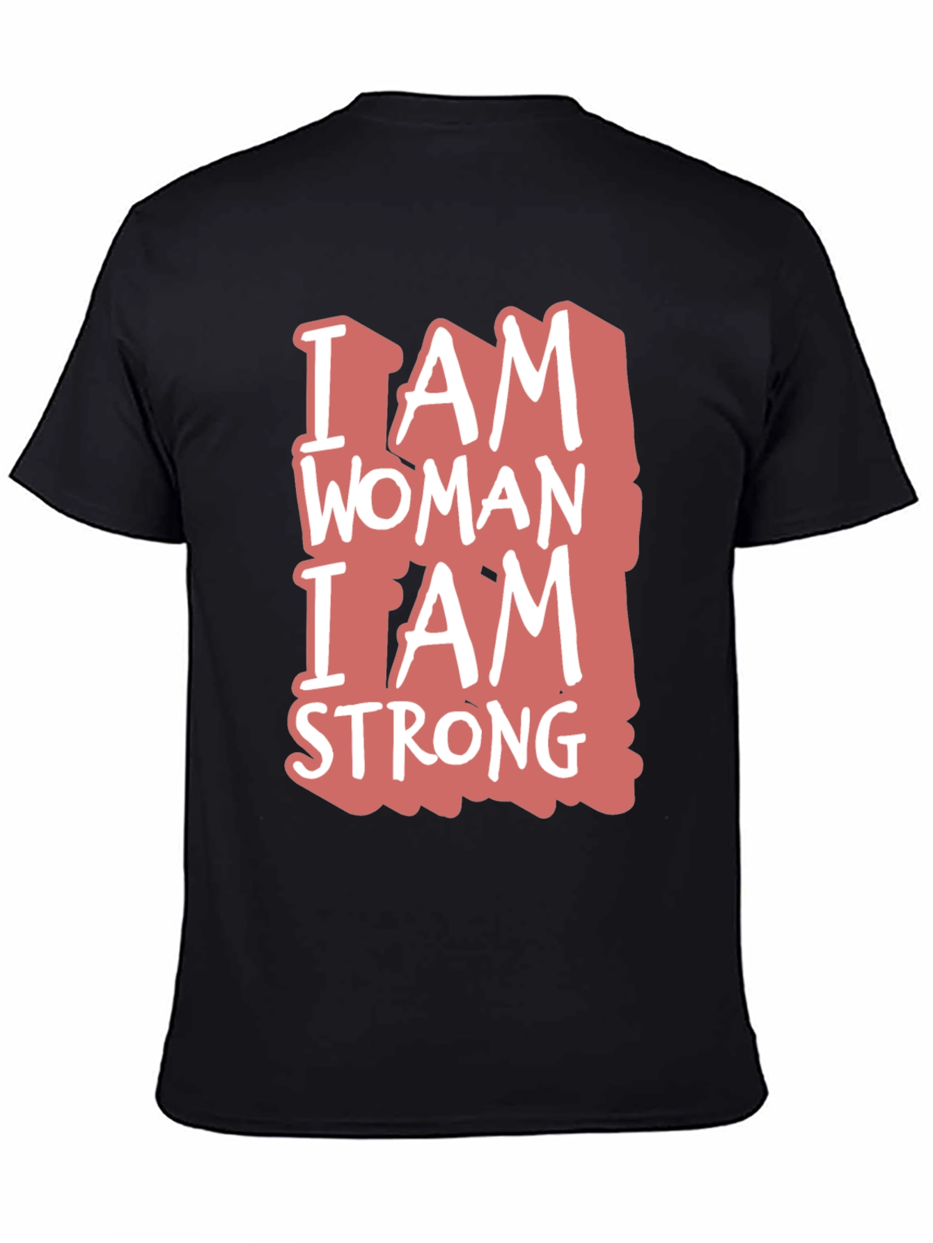 Black I Am Woman I Am Strong Graphic Tee - Black Cotton Blend view 4