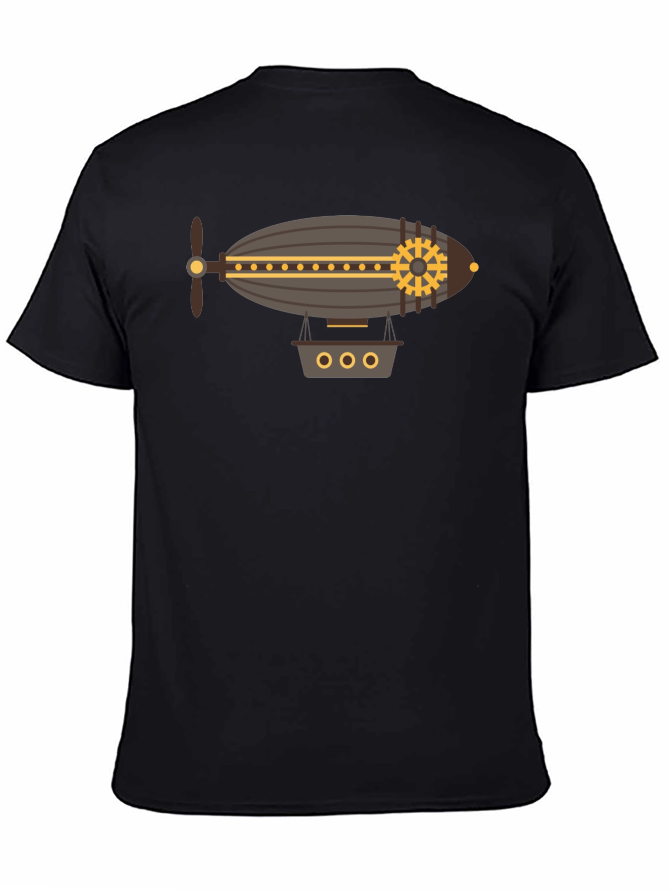 Black Steampunk Airship Graphic Tee view 4