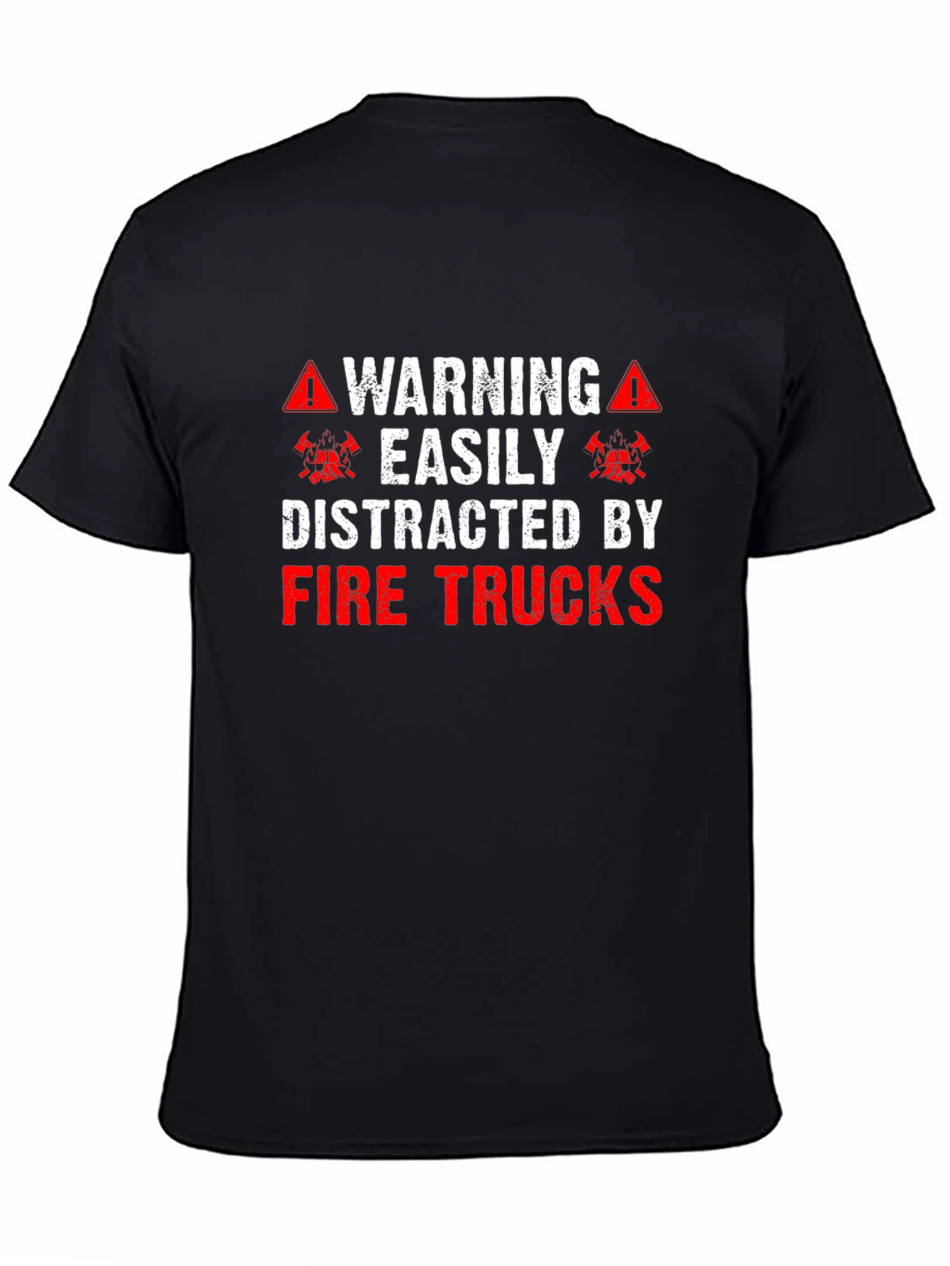 Black Fire Truck Distraction T-Shirt view 4