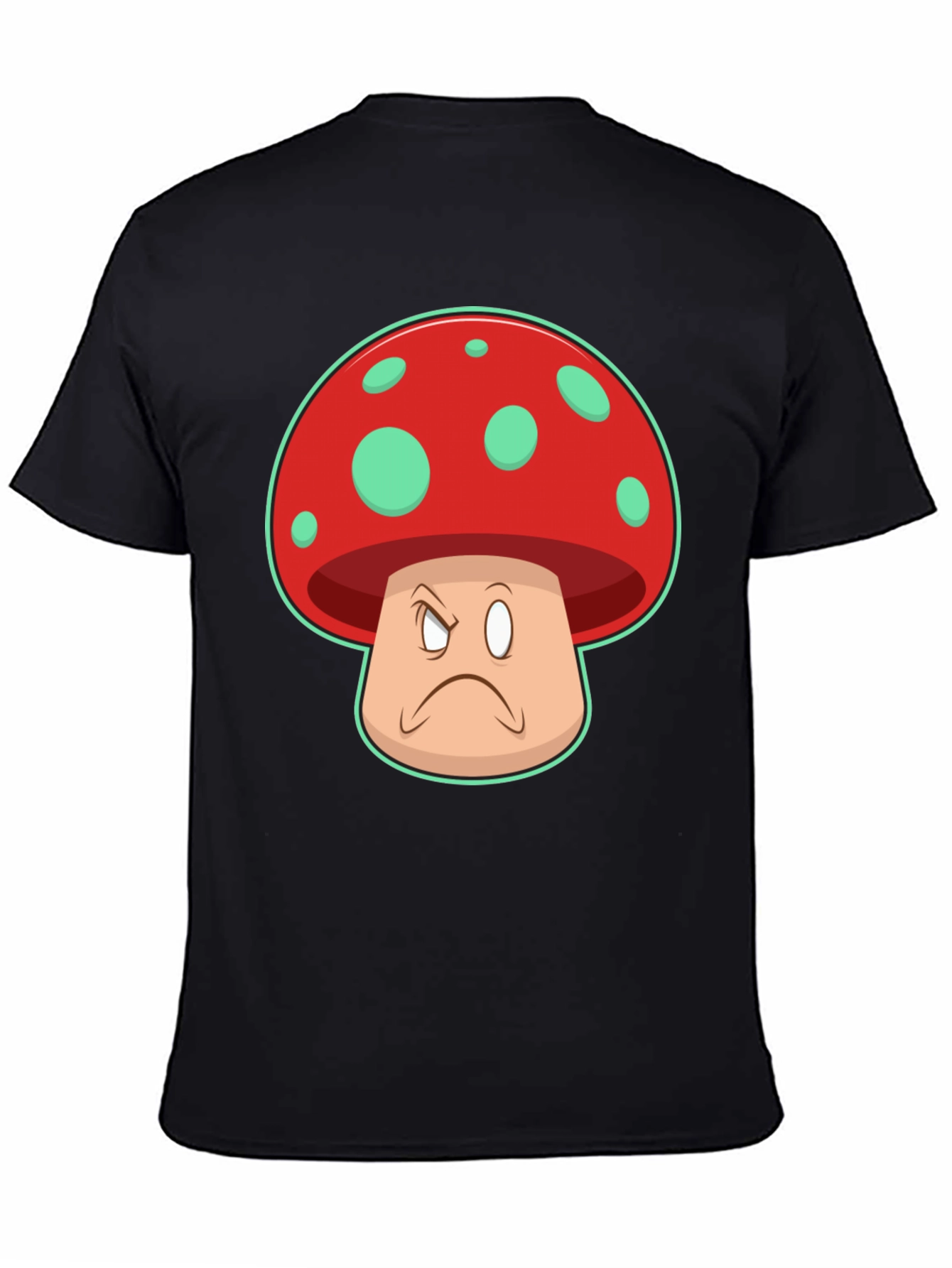 Black Grumpy Mushroom Graphic T-Shirt - Unisex Cotton Tee view 4