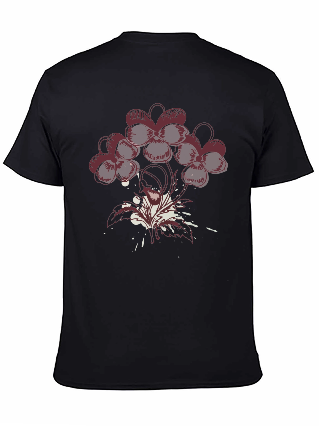 Black Floral Graphic T-Shirt - Modern Art Tee view 4