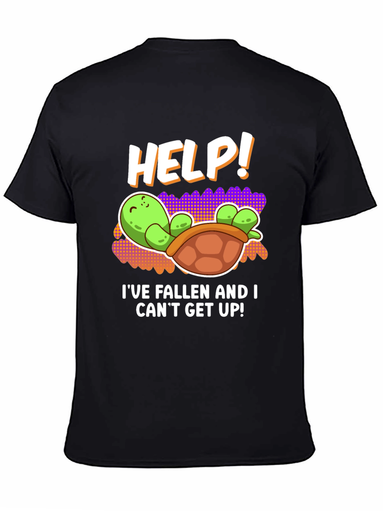 Black Help! Turtle Tee - I've Fallen Humor T-Shirt view 4