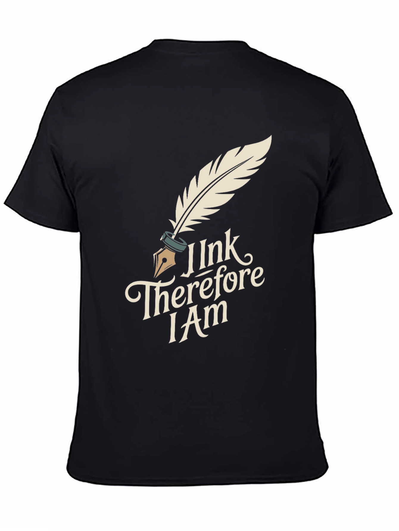 Black I Ink Therefore I Am Black T-Shirt view 4