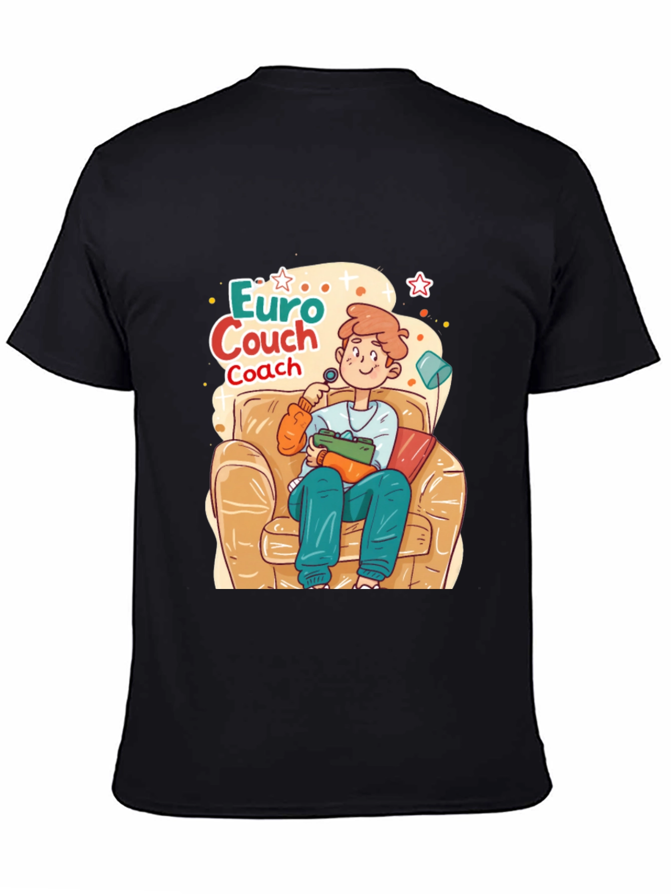 Black Euro Couch Coach T-Shirt view 4