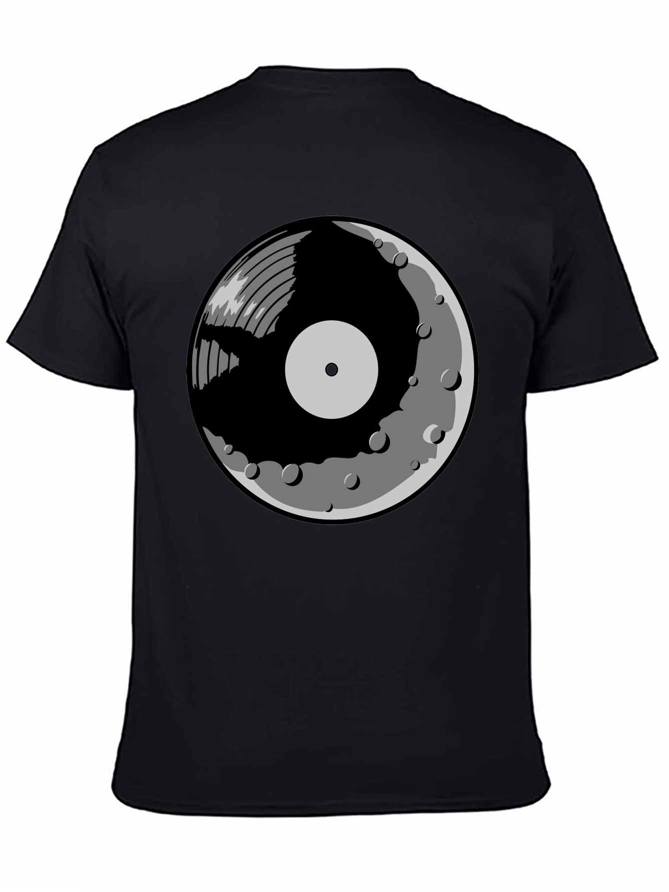 Black Vinyl Moon Graphic Tee - Music Lover Shirt view 4