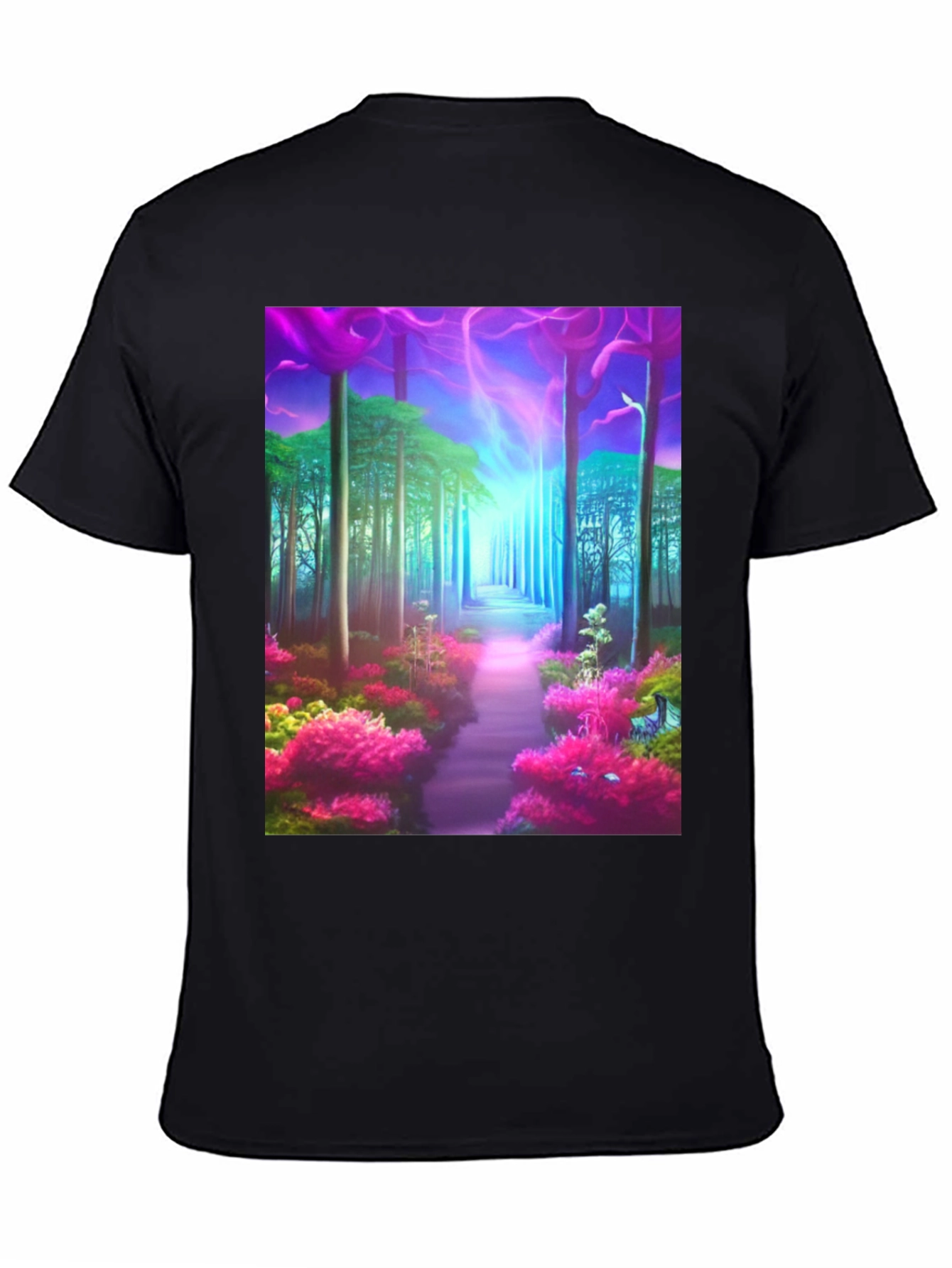 Black Enchanted Forest Graphic T-Shirt view 4