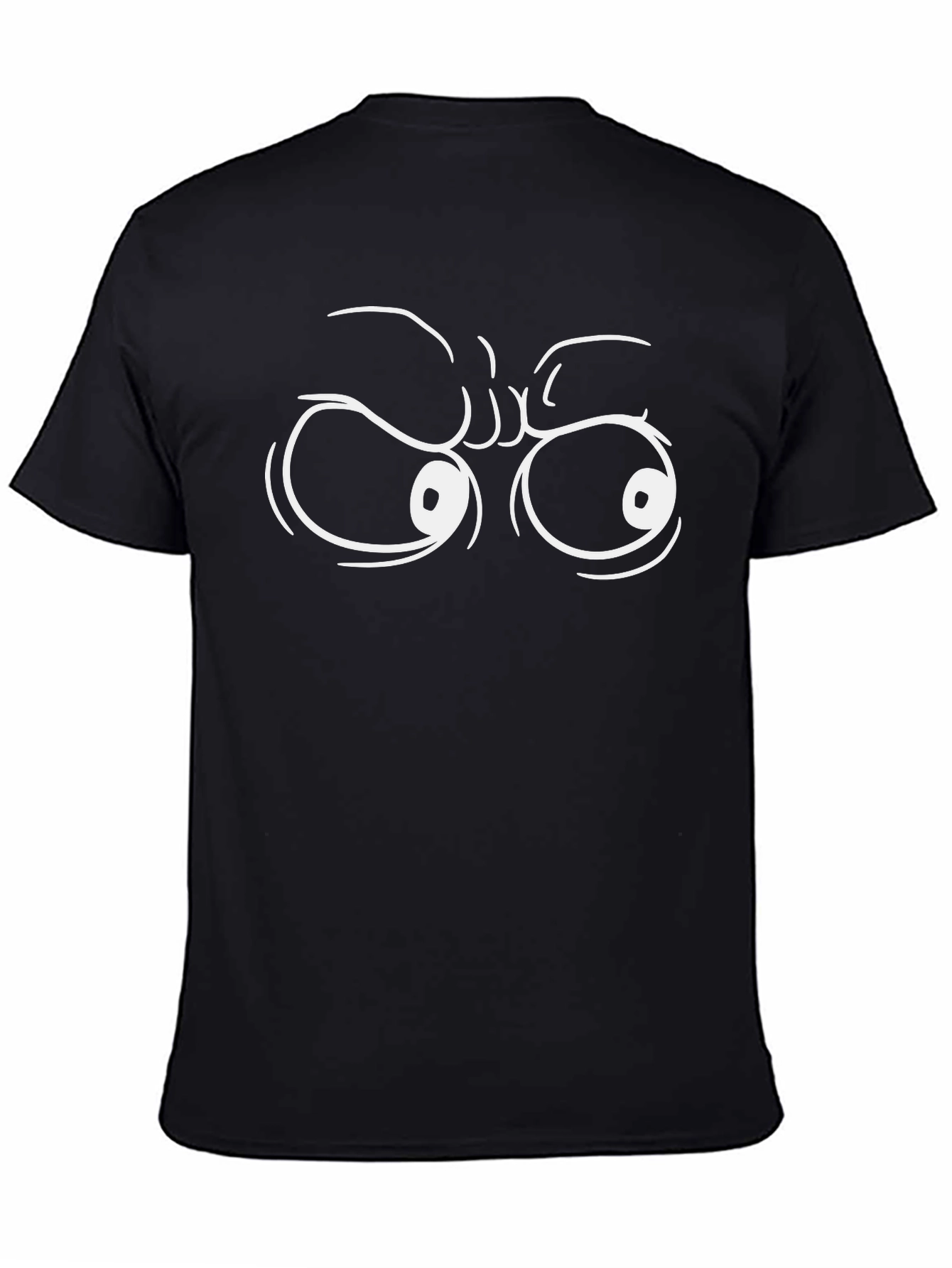 Black Funny Cartoon Eyes Graphic Black T-Shirt view 4