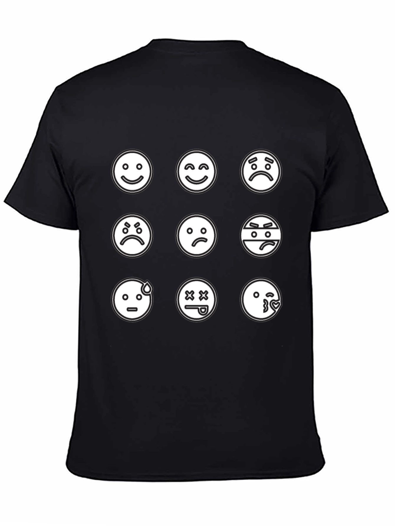Black Emoji Mood T-Shirt - Black view 4