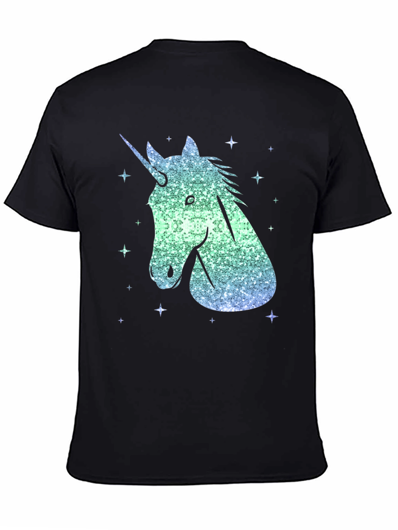 Unicorn Sparkle Graphic Tee - Men's Black T-Shirt - 4