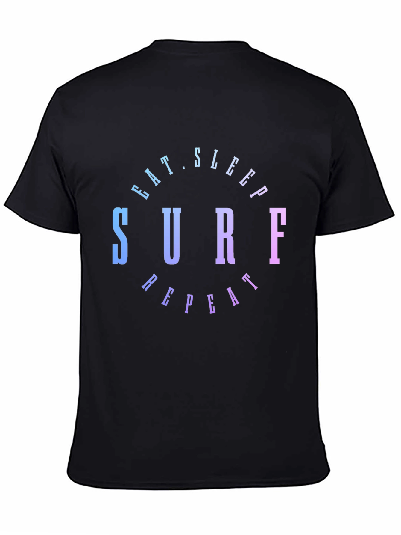 Black Eat Sleep Surf Repeat T-Shirt - Gradient Design view 4