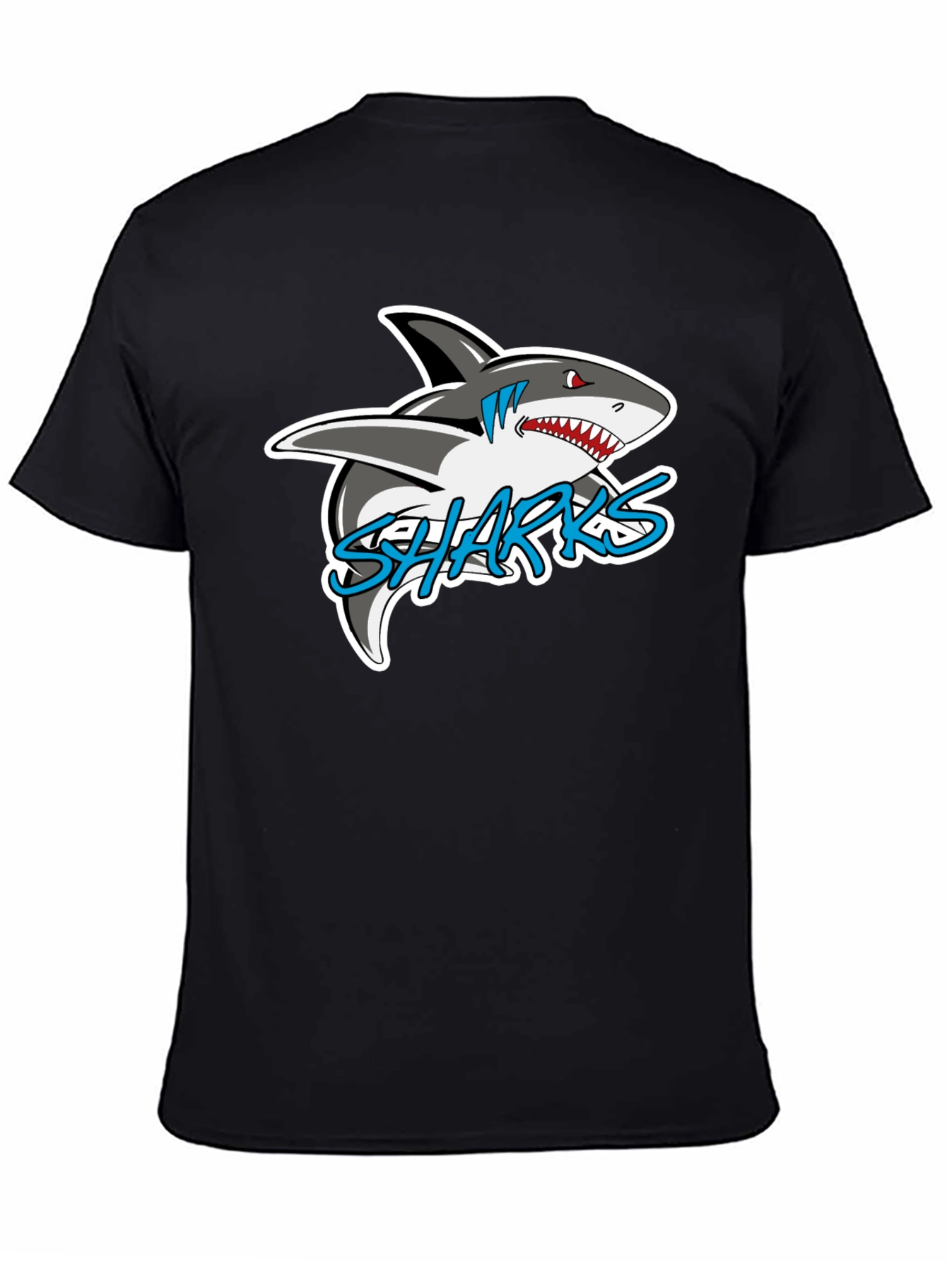 Black Sharks Graphic Black T-Shirt view 4