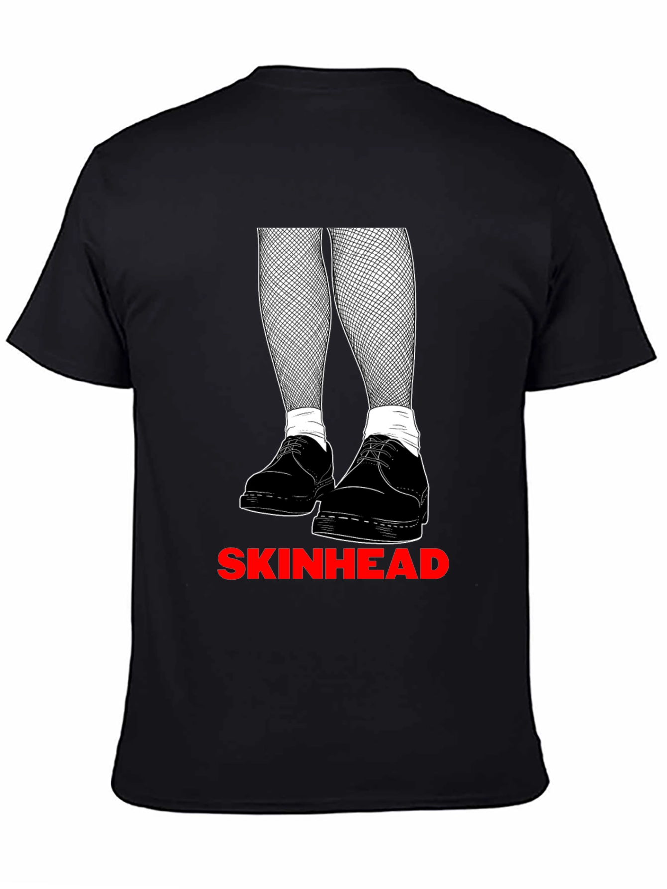 Black Skinhead Graphic Tee - Black Crew Neck T-Shirt view 4