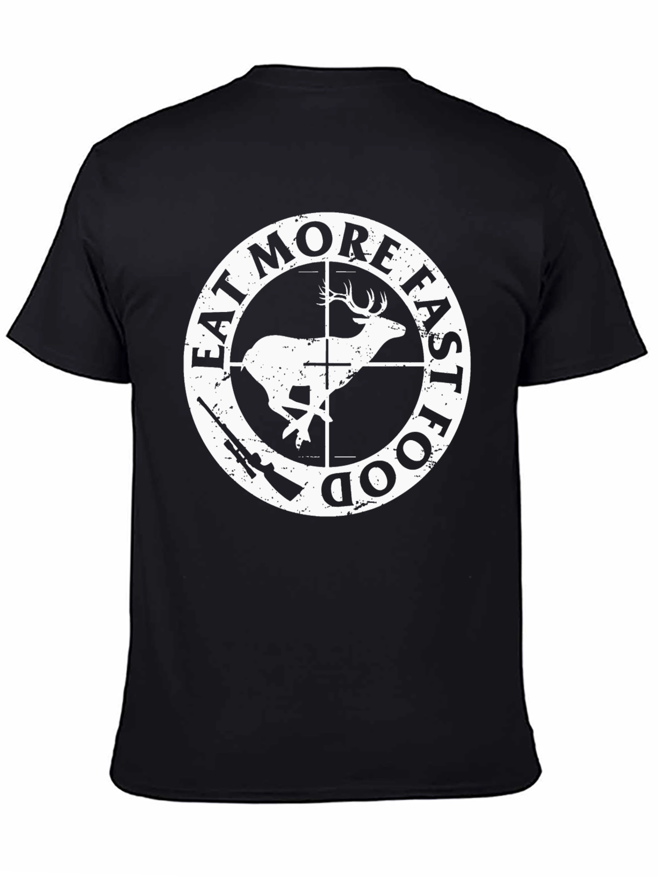 Black Eat More Fast Food Deer Hunting T-Shirt view 4