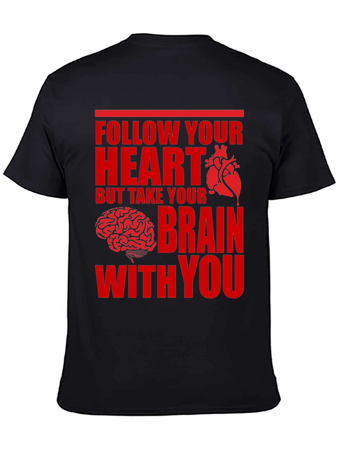 Black Follow Your Heart Brain Graphic Tee view 4