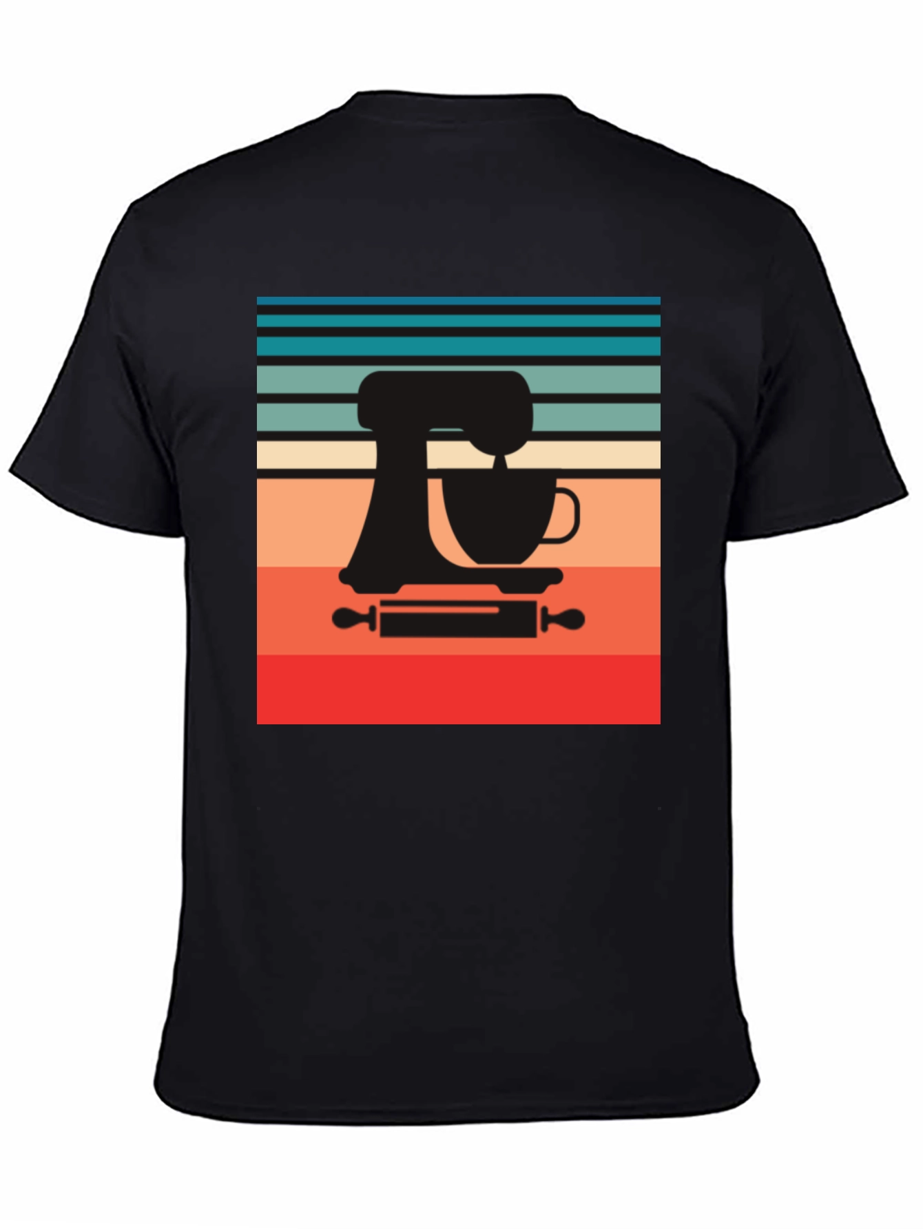Black Retro Baker T-Shirt - Kitchen Mixer Design view 4