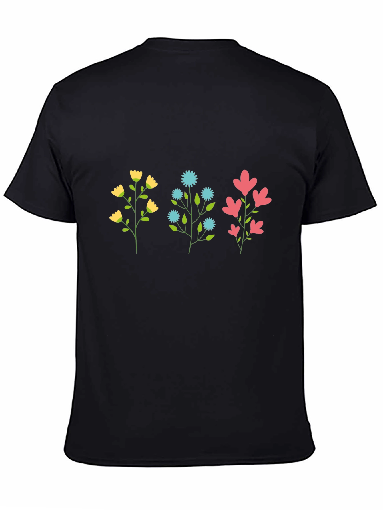 Black Floral Print Black T-Shirt view 4