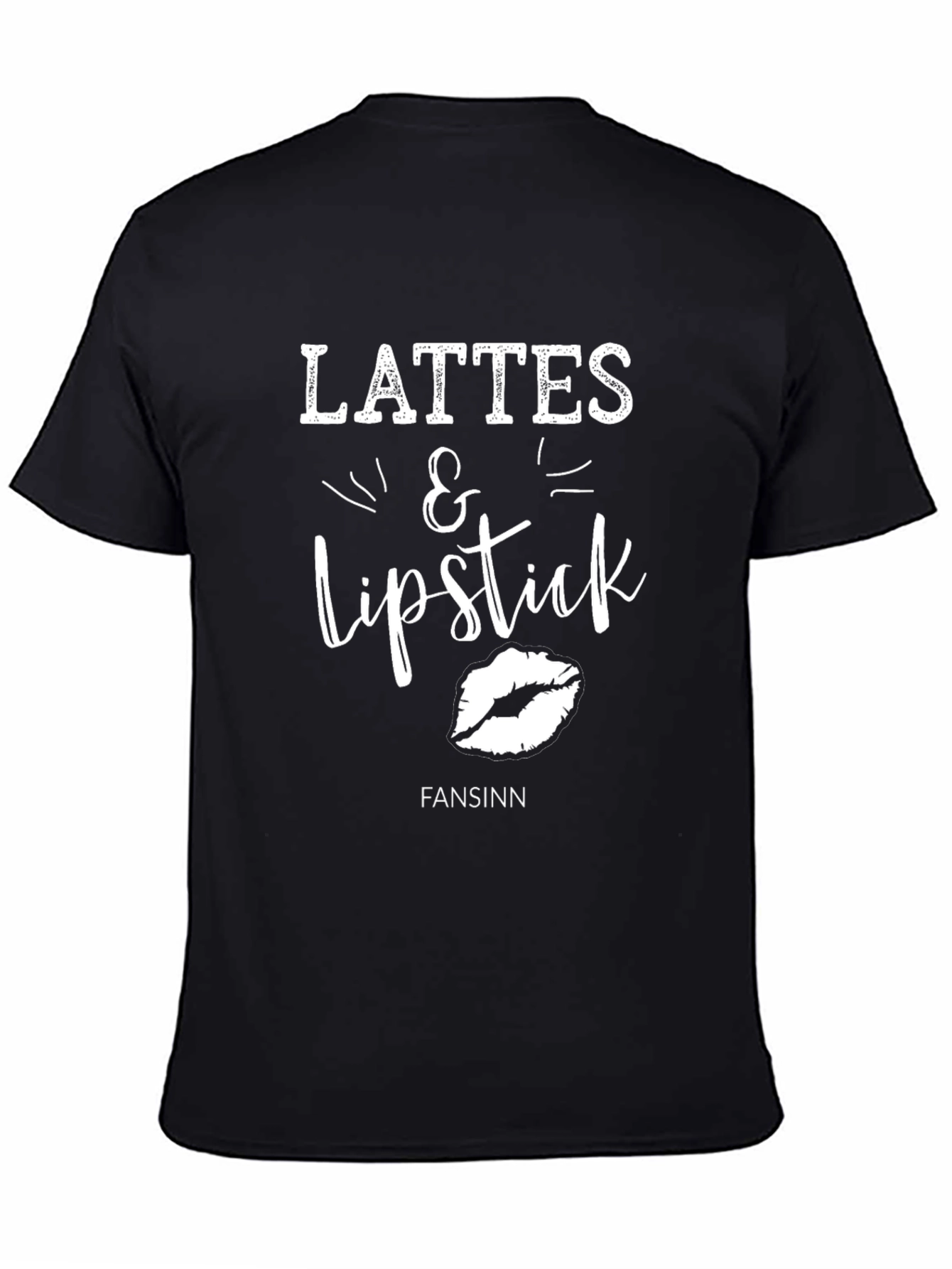 Black Lattes & Lipstick Graphic Tee - Fashionable Women's T-Shirt view 4