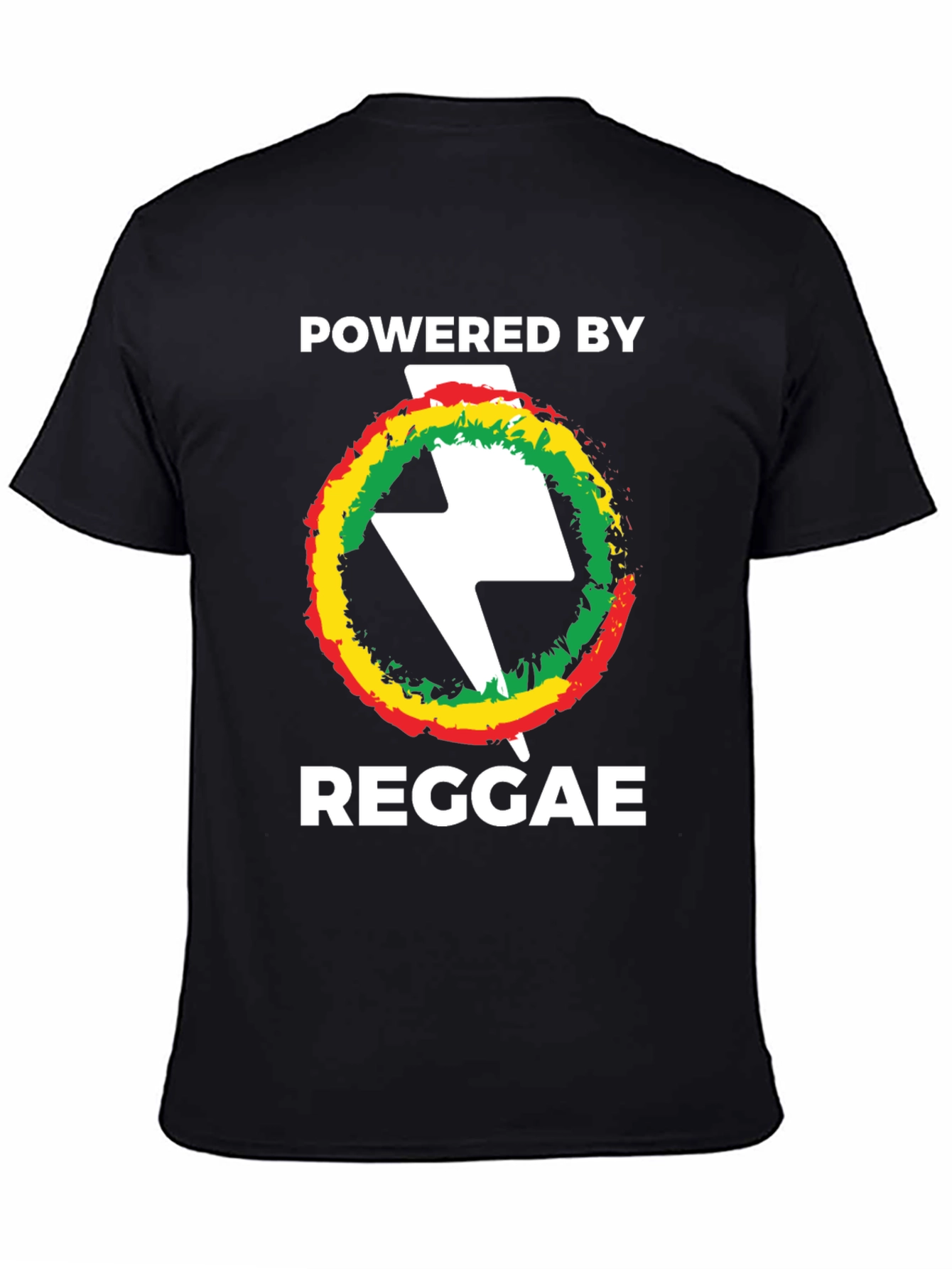 Black Powered By Reggae T-Shirt Black Cotton view 4