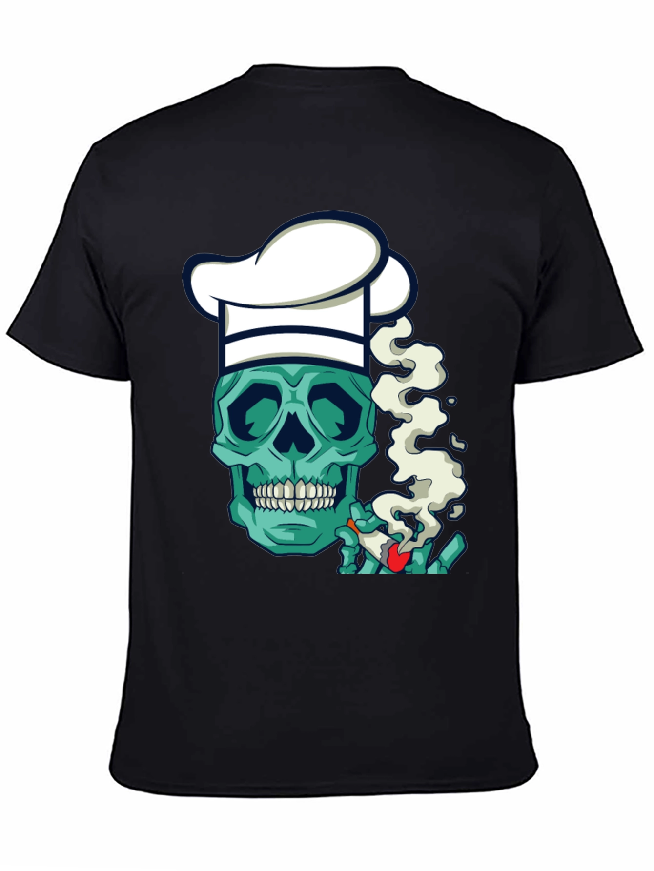 Black Chef Skull Smoker T-Shirt - Cool Graphic Tee view 4