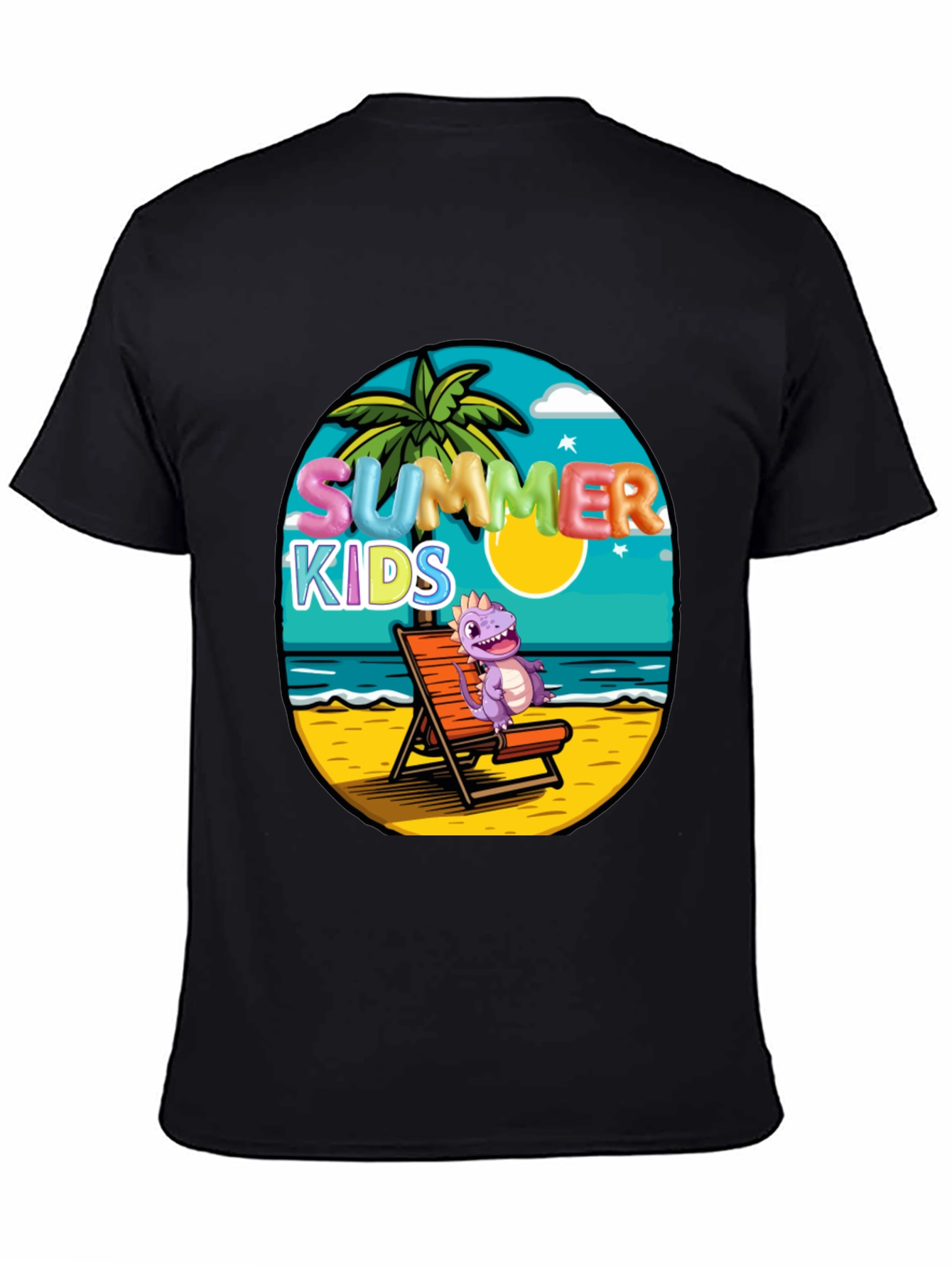 Black Summer Kids Beach T-Shirt view 4