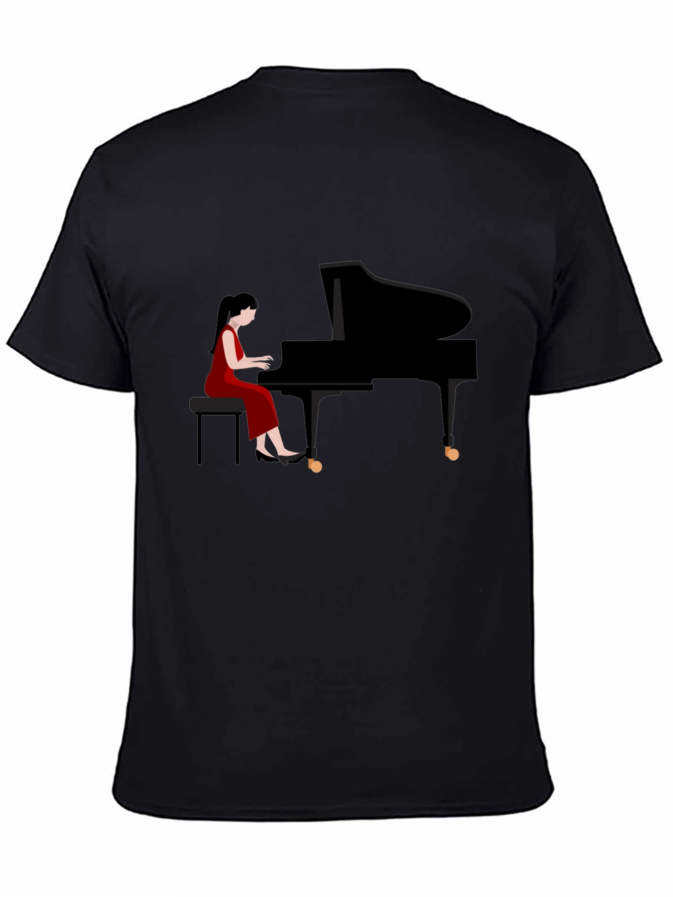 Black Piano Player Graphic Tee - Stylish Musician T-Shirt view 4