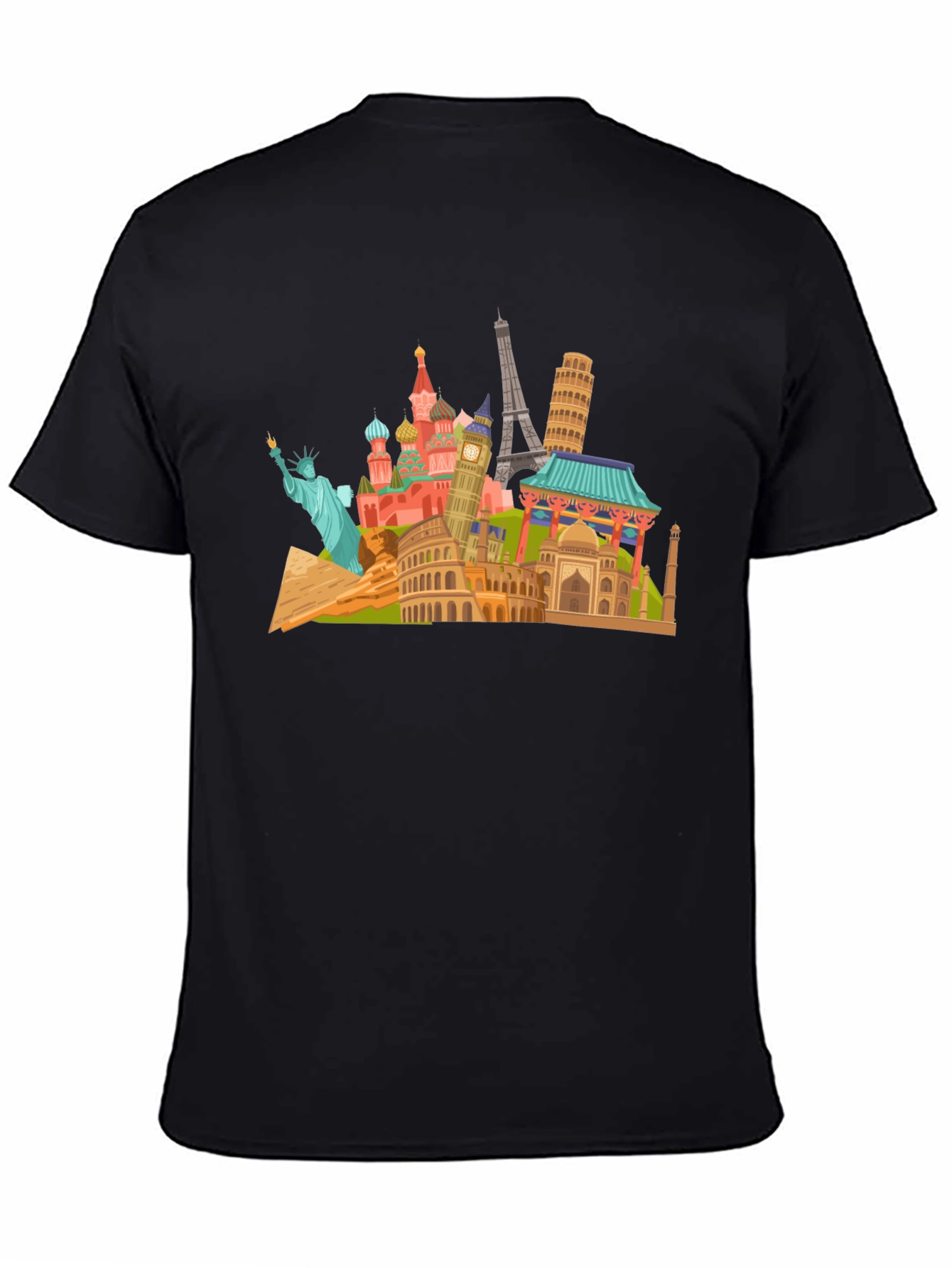 Black World Landmarks Black T-Shirt view 4