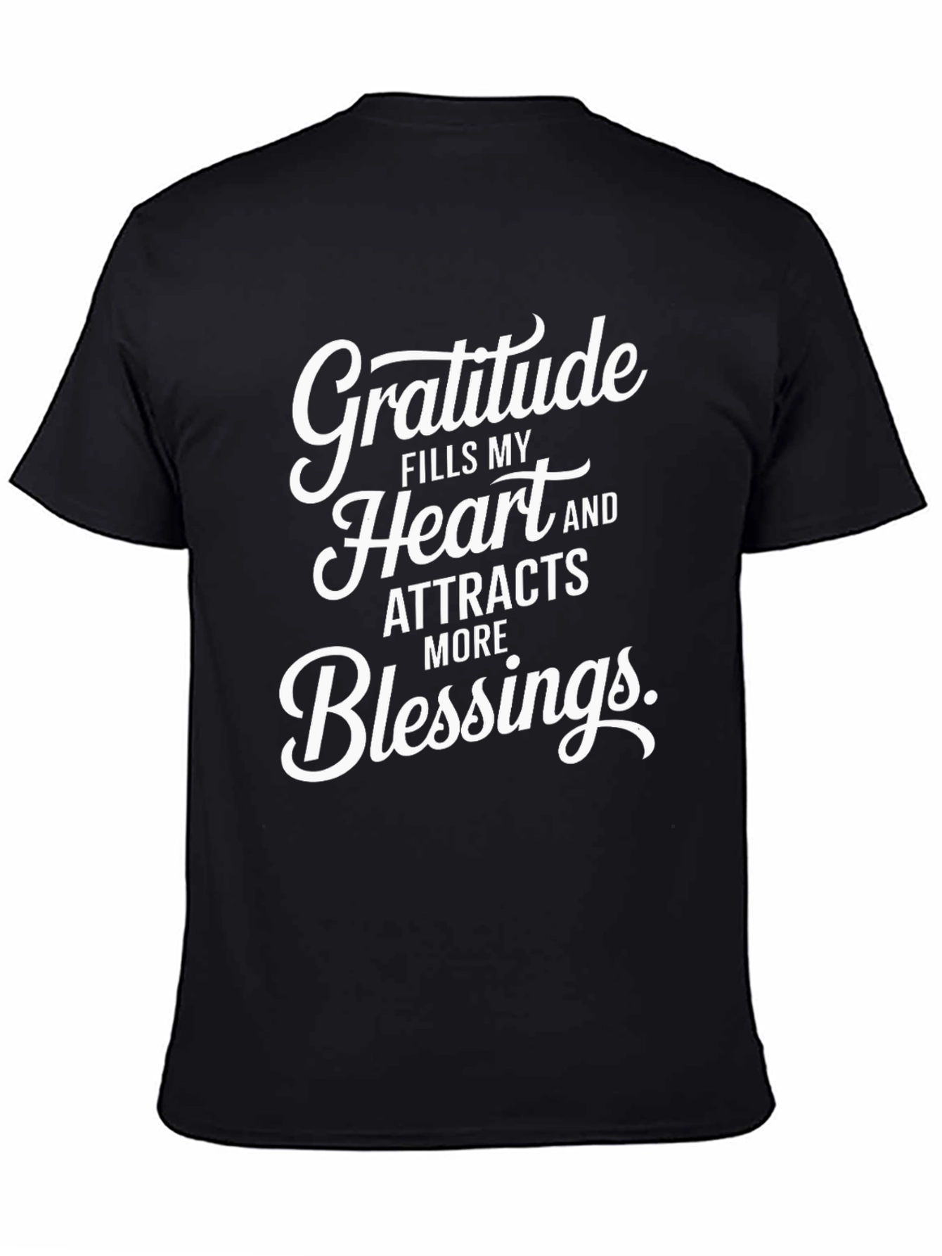 Black Gratitude Blessings Graphic Tee - Positive Vibes view 4