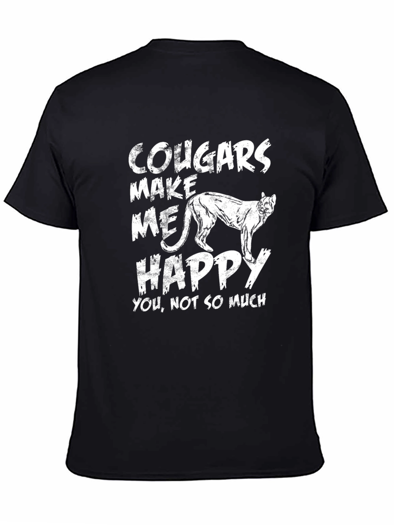 Black Cougars Make Me Happy Graphic T-Shirt view 4