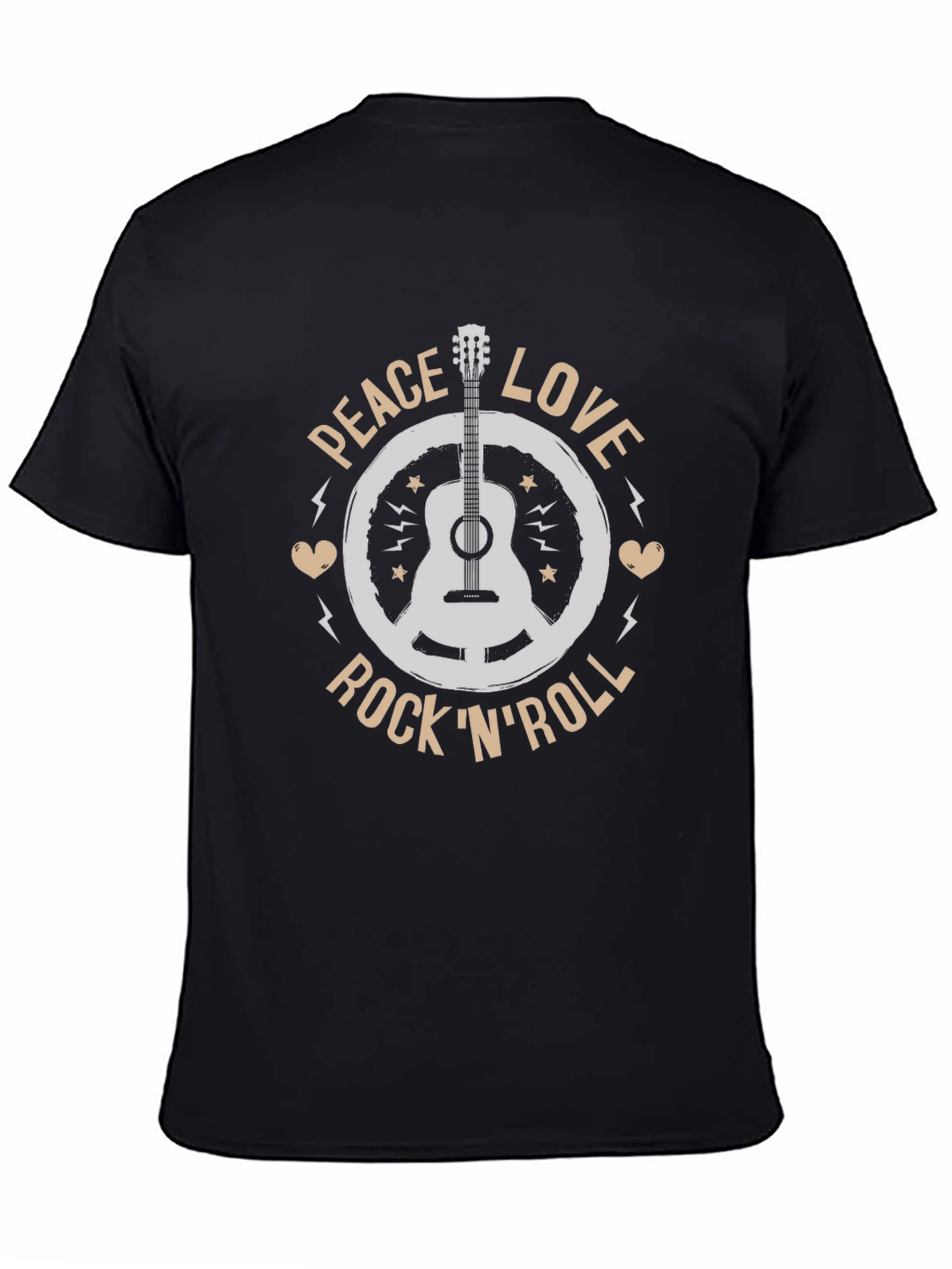 Black Peace Love Rock 'N' Roll Graphic Tee view 4