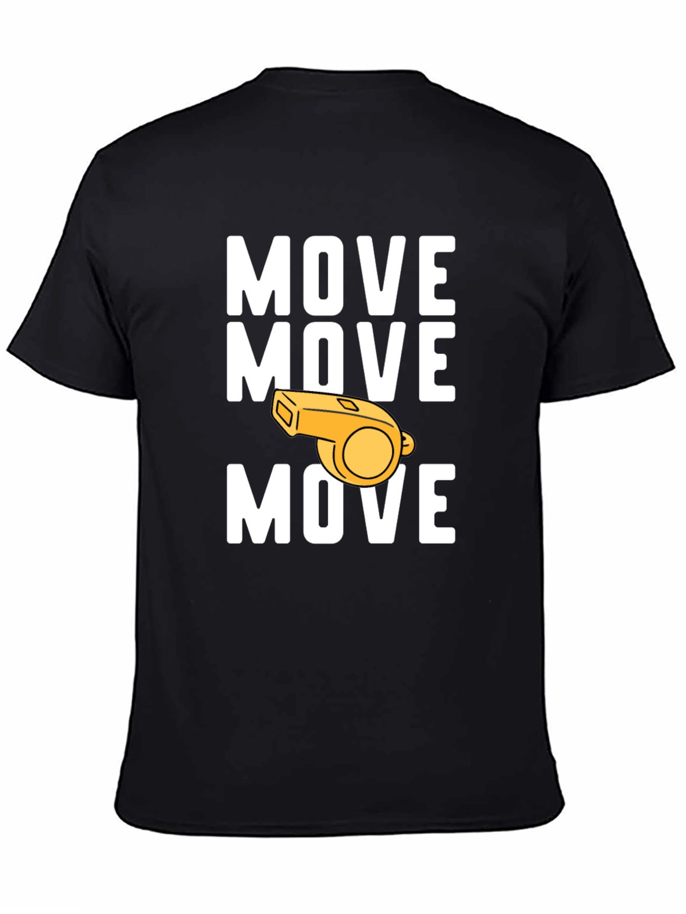 Black Move Whistle Graphic Tee - Funny Sports T-Shirt view 4