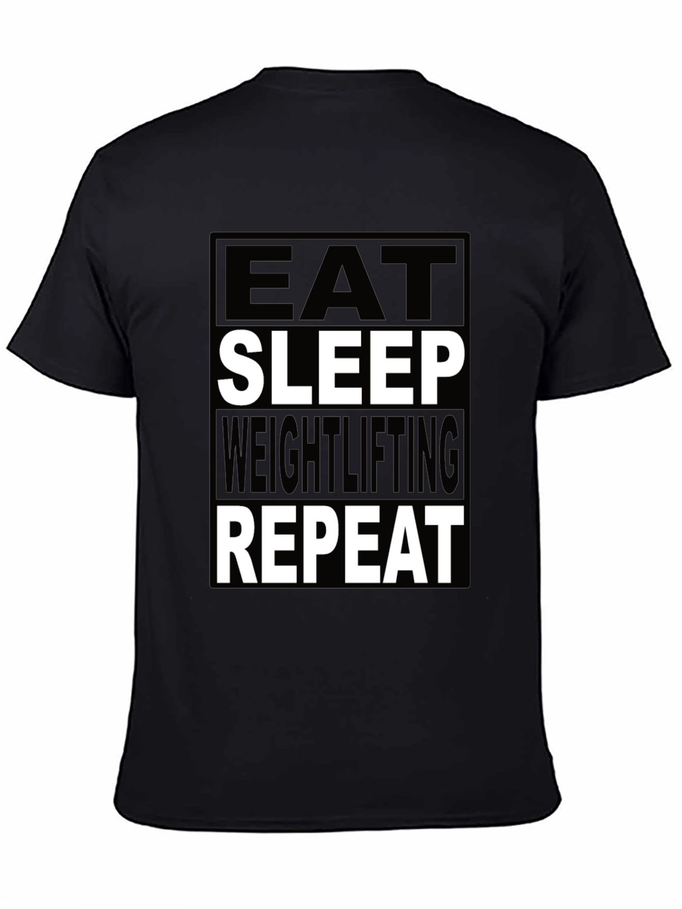 Black Eat Sleep Weightlifting Repeat Black T-Shirt view 4